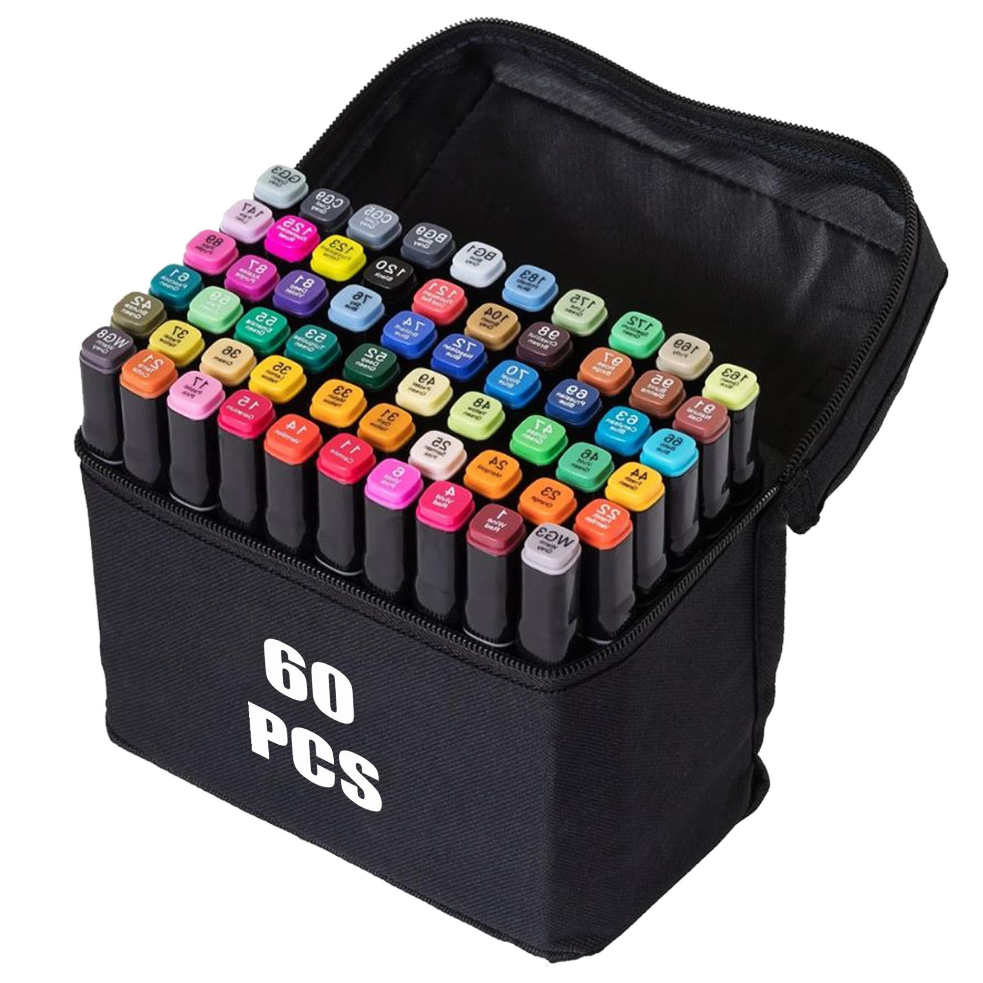 60 farbige Graffiti-Skizzenstifte, fettige Markfarben, Markerstifte Doppelseitiges Marker-Set, Alkoholmarker