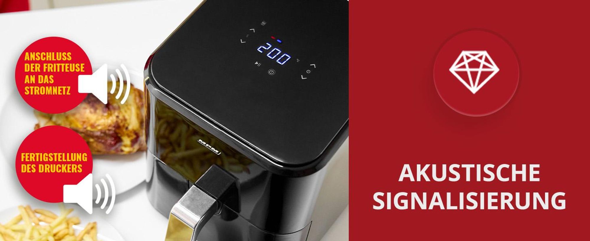 Heißluftfritteuse ohne Fett – Airfryer 4.5L XL  MPM MFR-11