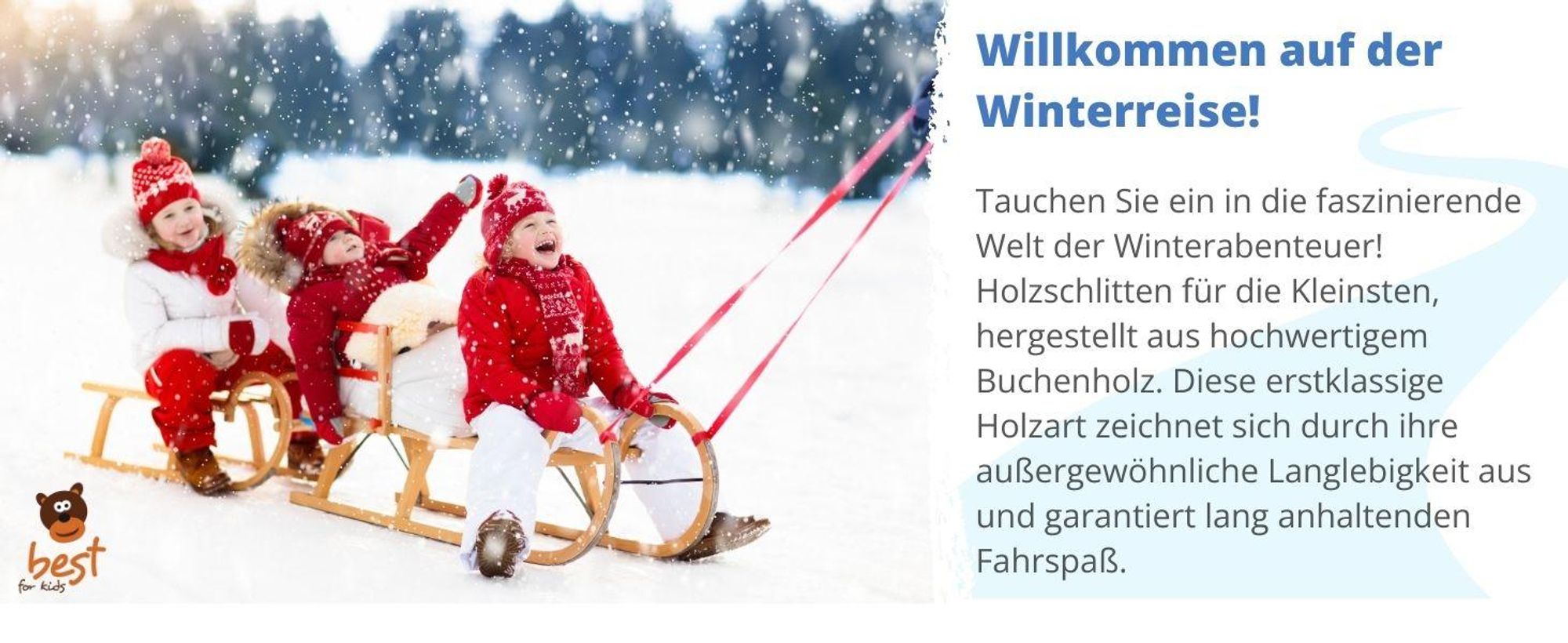 Holzschlitten für Kinder mit Rückenlehne Rodelschlitten Davoser aus Holz
