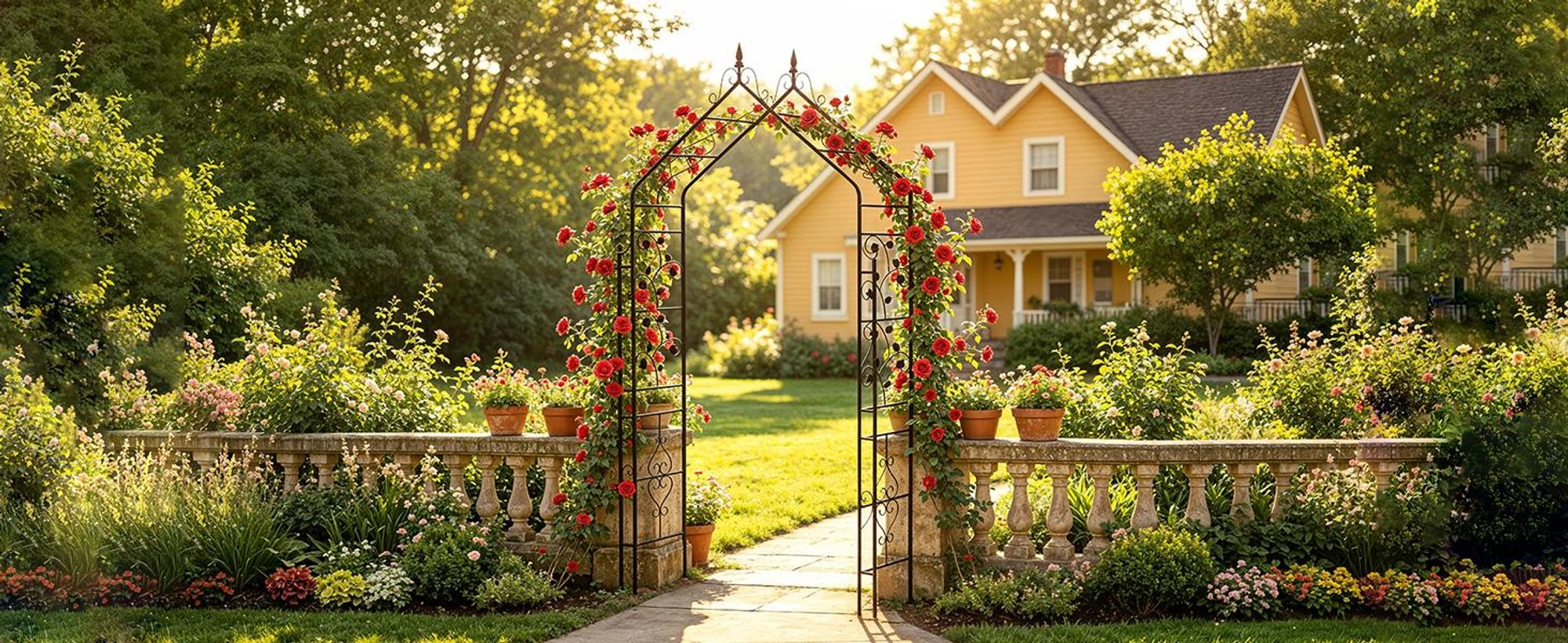 WISFOR Rosenbogen Metall Gartenbogen Rankbogen Rankhilfe 260cm Schwarz Spitzdach