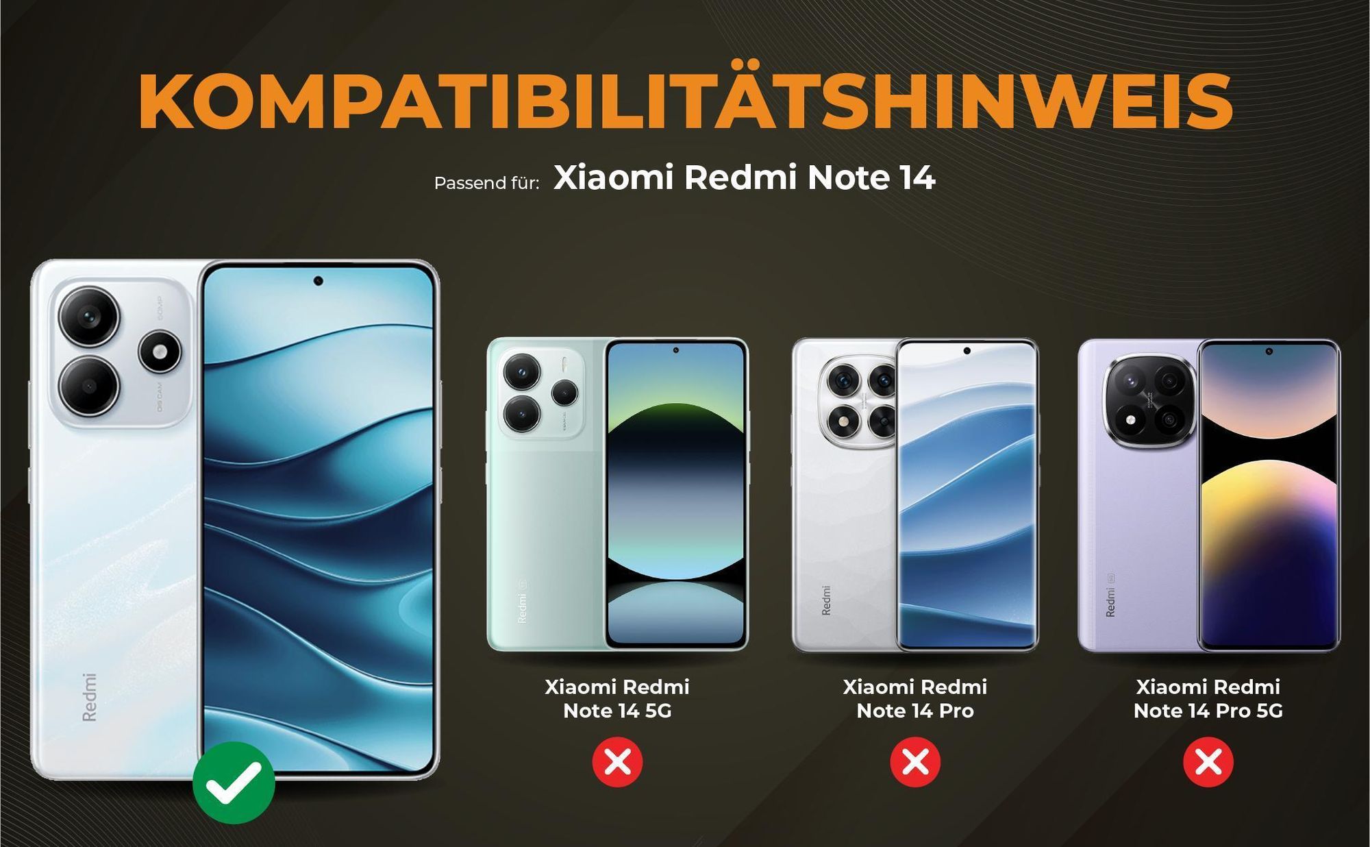 Kompatibilitätshinweise Hülle für Xiaomi Redmi Note 14