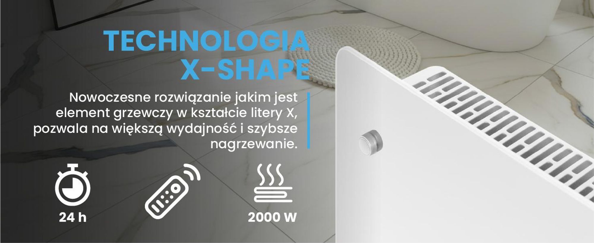 Szklany grzejnik konwektor stojący oraz na ścianę