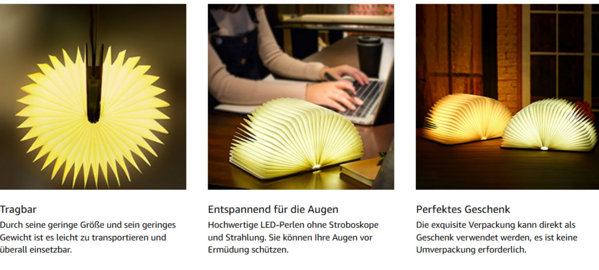 LED Buch Licht Faltbare Buchlampe Licht Buchlampe LED Stimmungsbeleuchtung USB Aufladbare WarmweißSchreibtisch Buch Licht Nachtlicht Nachttischlampe
