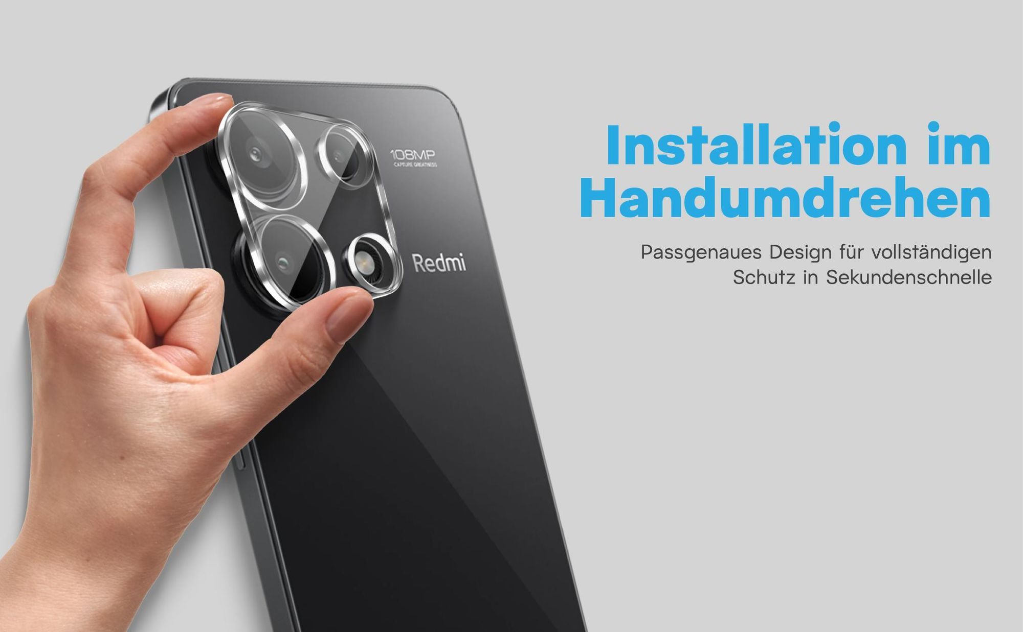 2x Kameraschutz aus 9H Glas für Xiaomi Redmi Note 13 in passgenauem Design