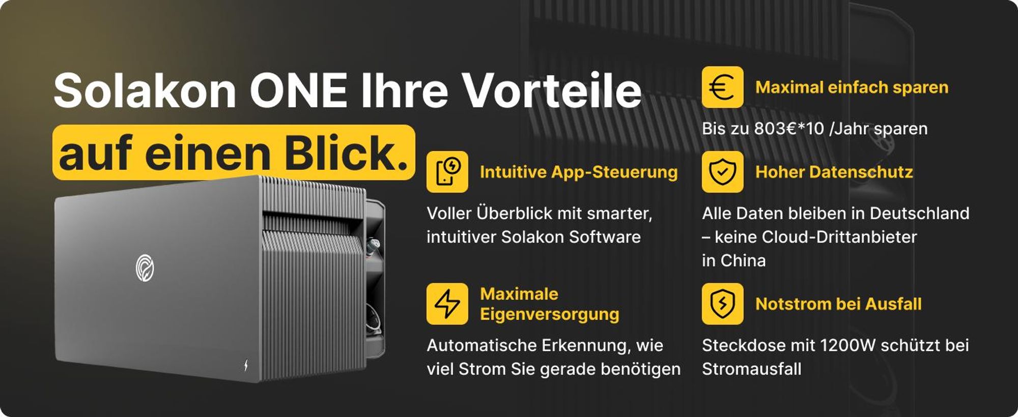 Balkonkraftwerk 2000W Solaranlage mit Wand/Gartenhaus Halterung Steckerfertig Komplettset Photovoltaik Anlage 800W, Kabellänge: 5m, Solakon - onPower
