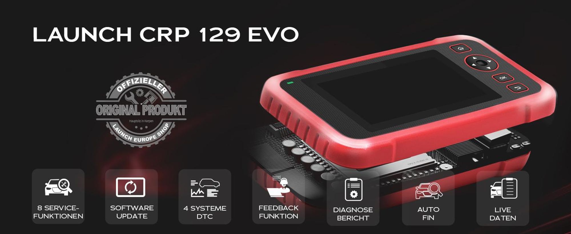 LAUNCH CRP129EVO OBD2 Diagnosegerät für 4 Systeme mit 8 Servicefunktionen V2