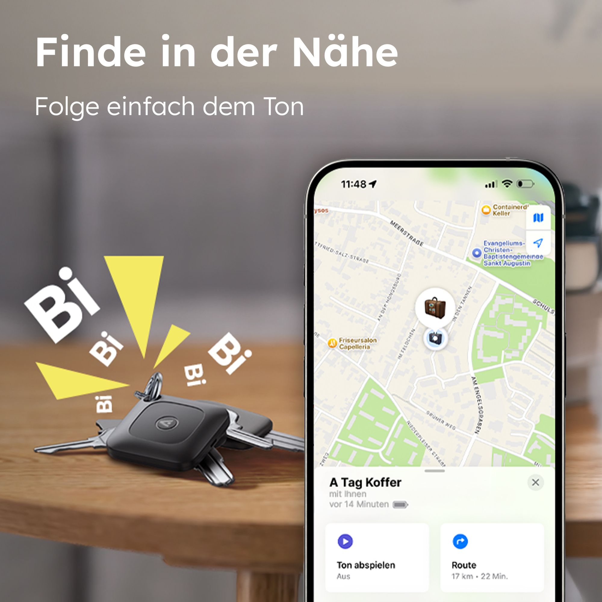 Bluetooth GPS Tracker für Alltagsgegenstände – Nur kompatibel mit Apple App "Wo ist?" – Schwarz