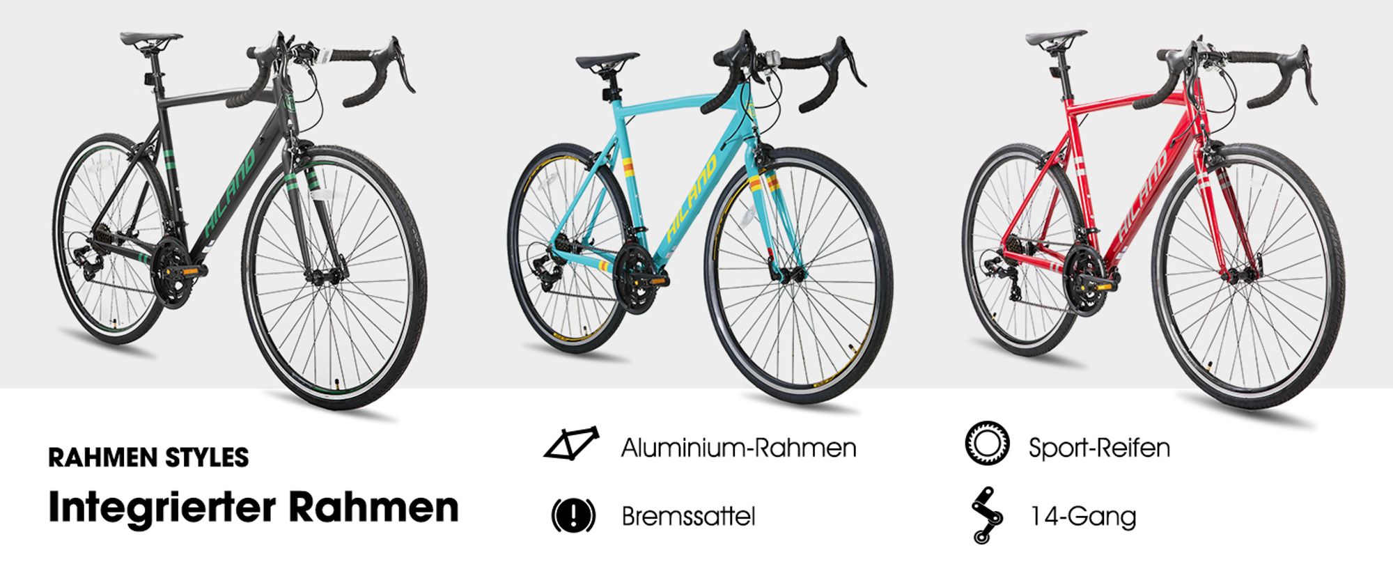 Hiland 28 Zoll Rennrad 14 Gang, Aluminium Rahmen 700c Rennrad, City Pendler Fahrrad für Männer Frauen, 53cm, Schwarz