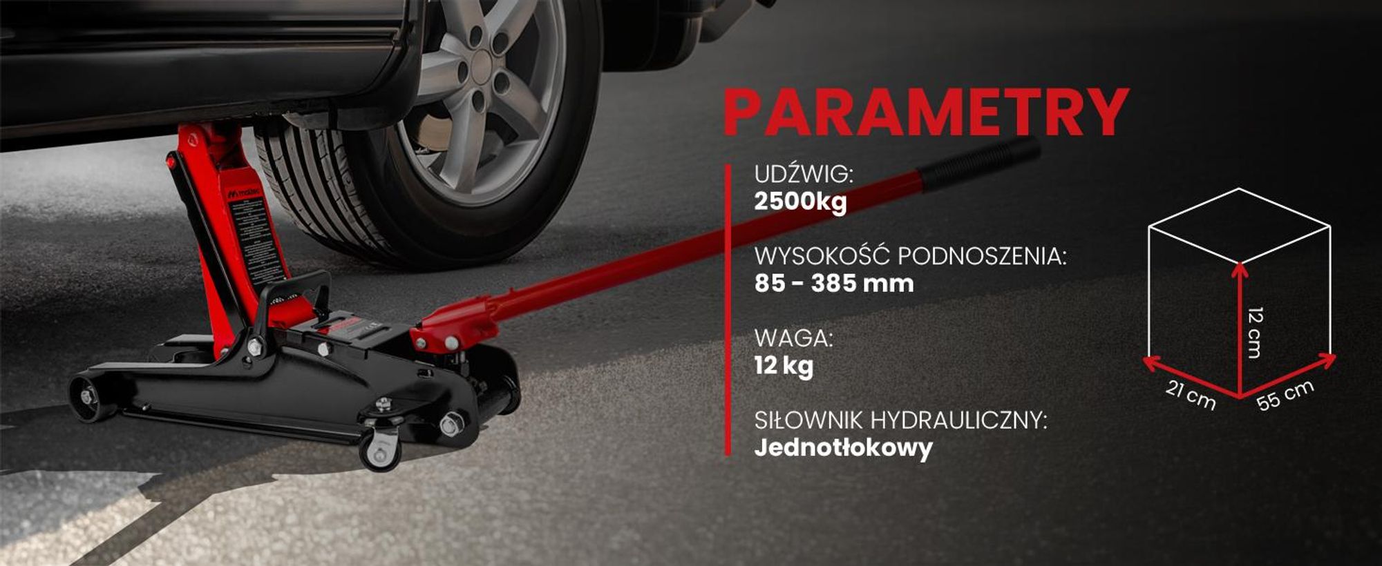 Podnośnik samochodowy jednotłokowy do 2500kg
