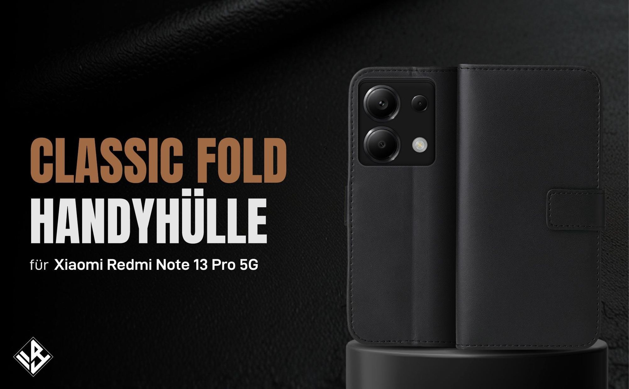 Schwarze Klapphülle für Xiaomi Redmi Note 13 Pro 5G mit Wallet-Funktion