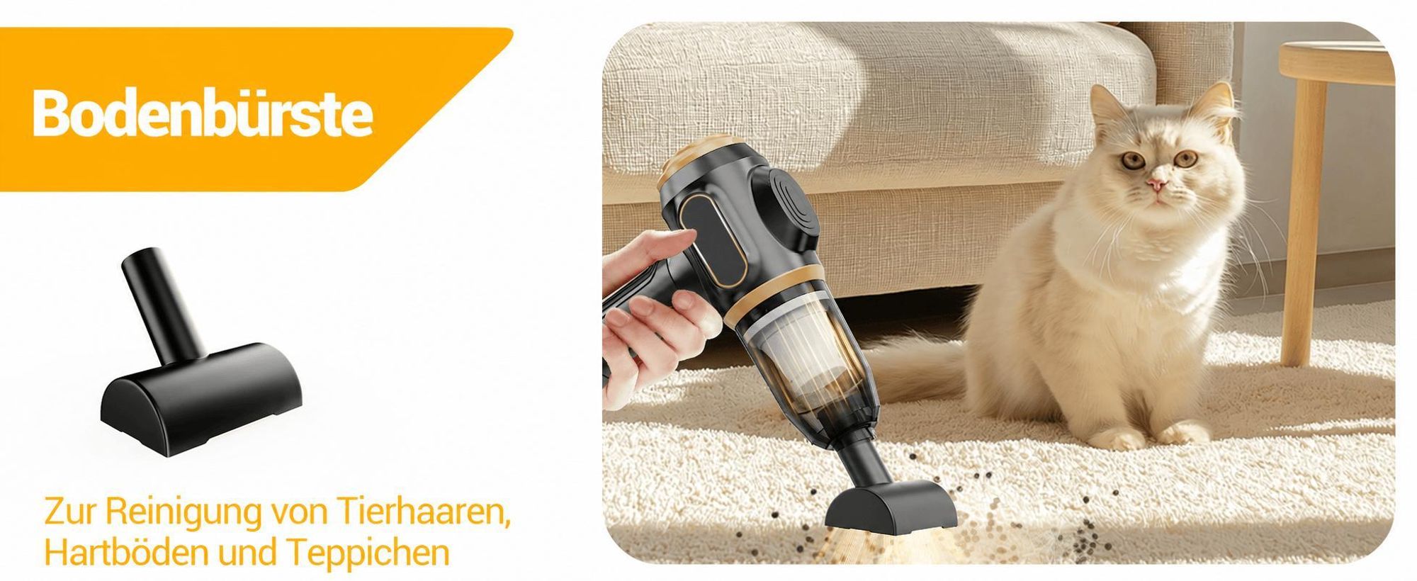17000Pa 120W Autostaubsauge, Handstaubsauger Akku Kabelloser, Bürstenloser Motor, HEPA Filter, USB-C, Saugen & Blasen