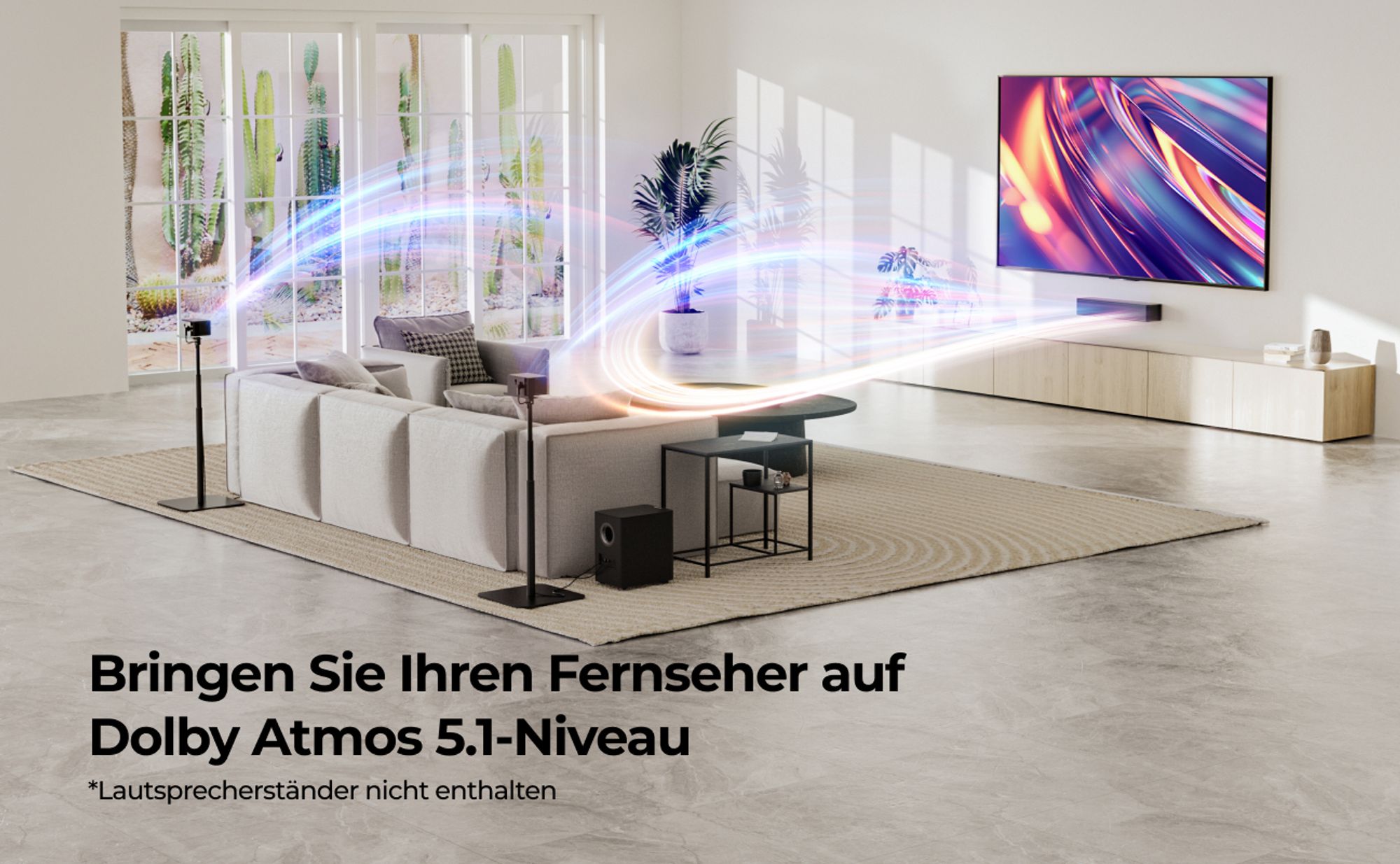 ULTIMEA 5.1 Soundbar mit Dolby Atmos, 3D Surround Sound System, Soundbar für TV Geräte mit Subwoofer, 2 Rear-Lautsprechern, Bluetooth 5.3