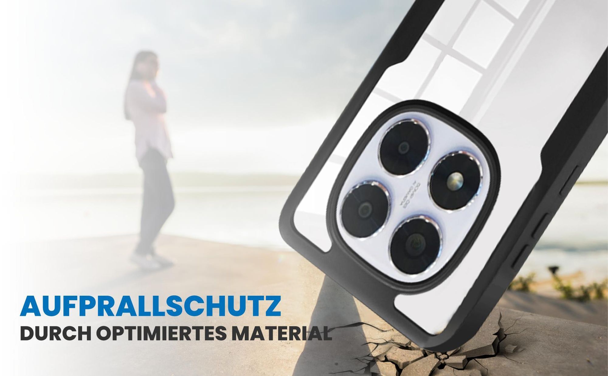 Schwarzes Front Back Cover für Xiaomi Redmi Note 14 Pro 5G / Pro+ 5G mit Aufprallschutz