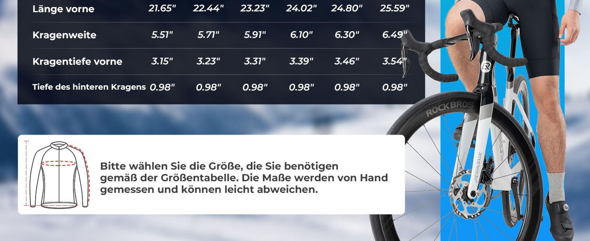 ROCKBROS Herren Langarm Radtrikot Atmungsaktiv Schnelltrocknend Mit Reißverschluss 3 Taschen Für Rennrad MTB Grau-Schwarz Größe 2XL