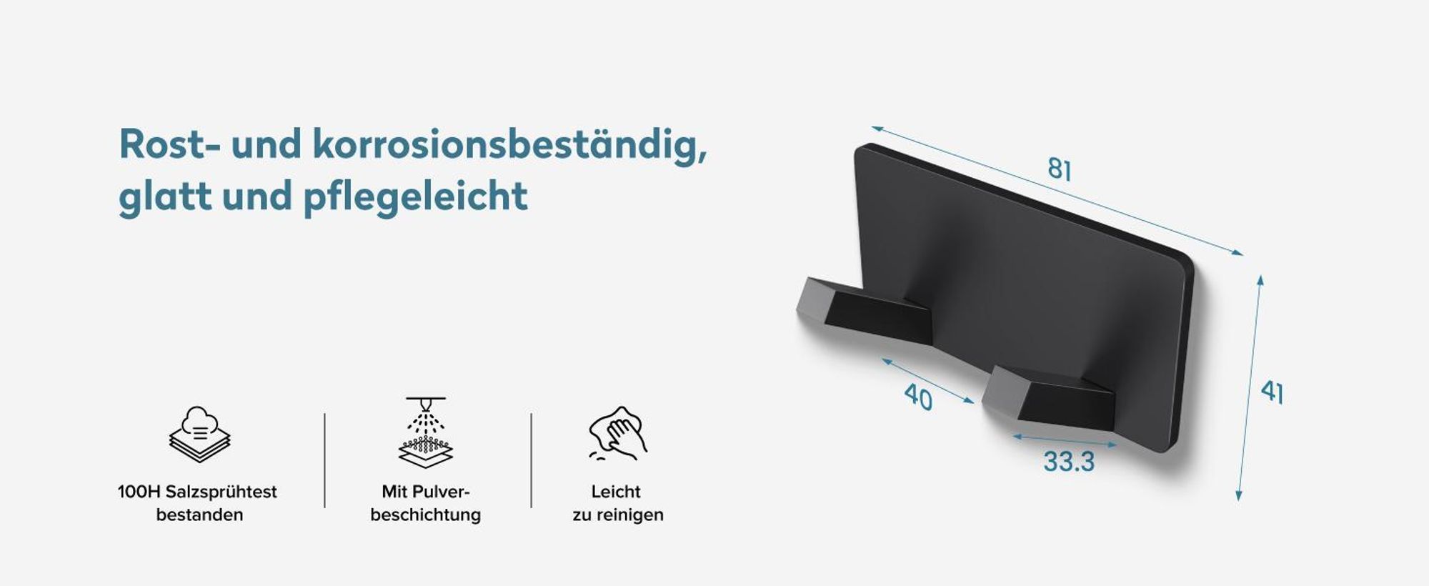 doporro Garderobenhaken Edelstahl, Kleiderhaken Wand mit 2 Haken, selbstklebend & ohne Bohren Matt Weiß für Jacken, Handtücher Stalo-04