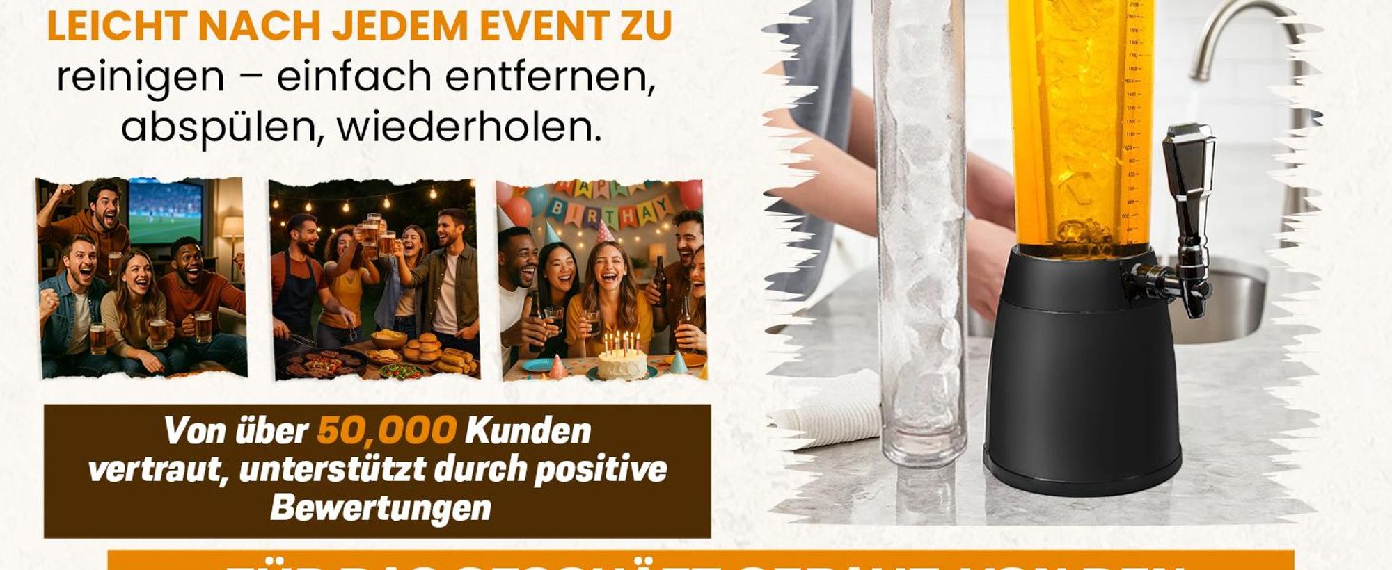 XXL Kult-Biertower 4 Liter Zapfanlage mit Kühlung & Zapfhahn – Die ultimative Getränkesäule für Partys