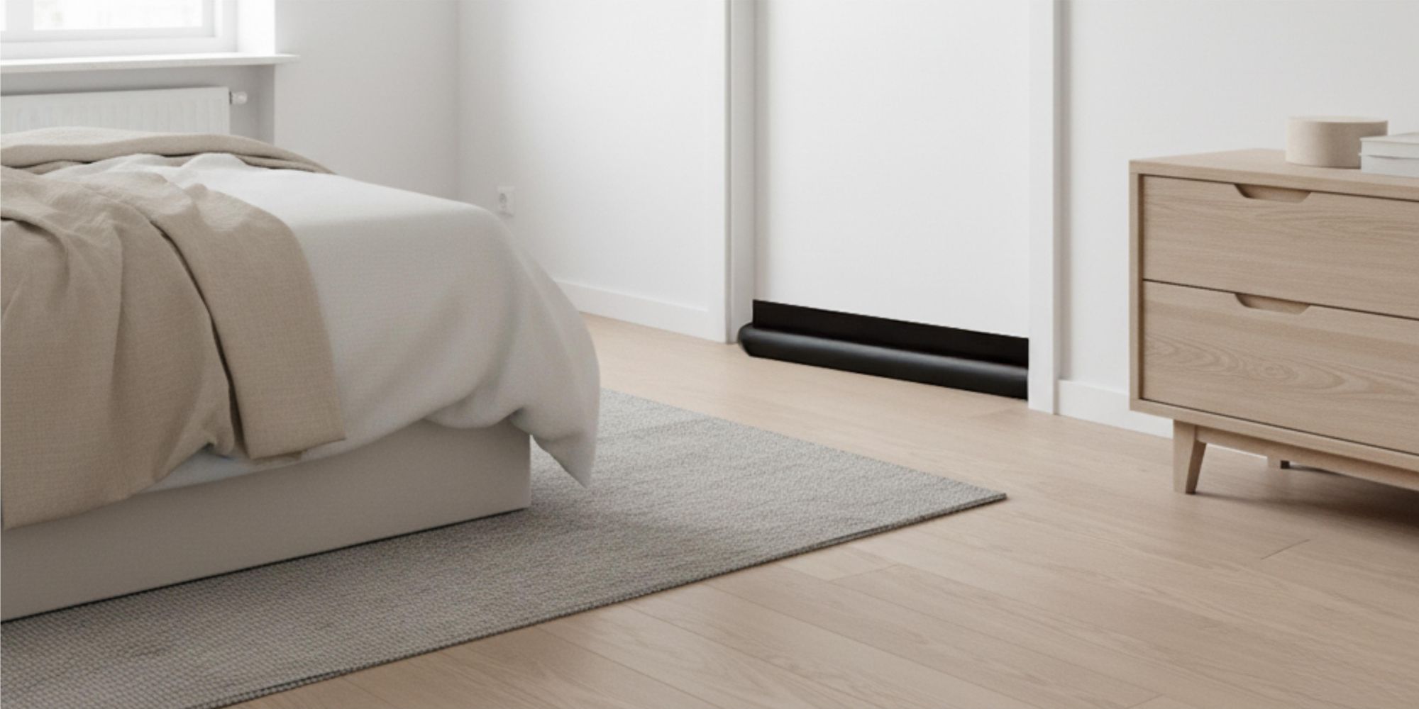 Türdichtung 90cm Schwarz, Zugluftstopper mit Klettverschluss, Schallschutz & Insektenschutz, Schaumstoff Dichtung zuschneidbar, EVI HOME Single Black