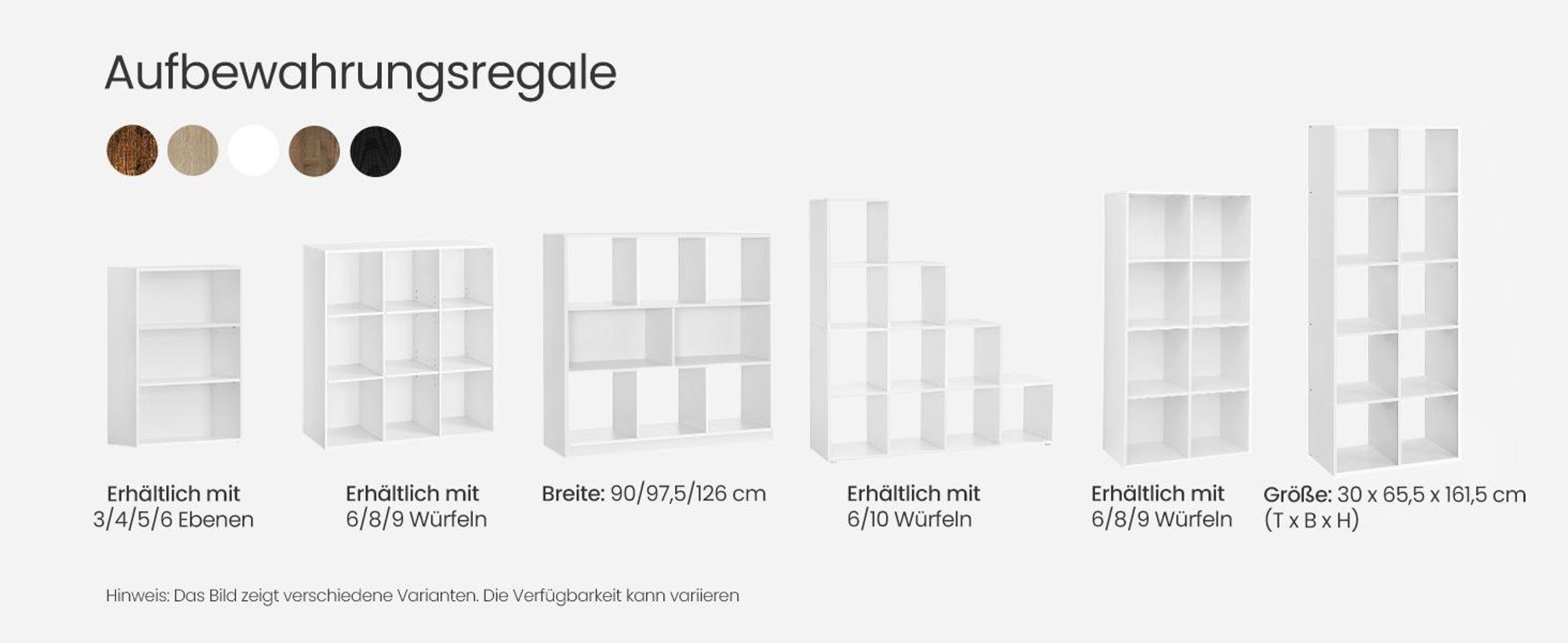 VASAGLE Bücherregal weiß/eiche Standregal aus Holz mit offenen Fächern Vitrine