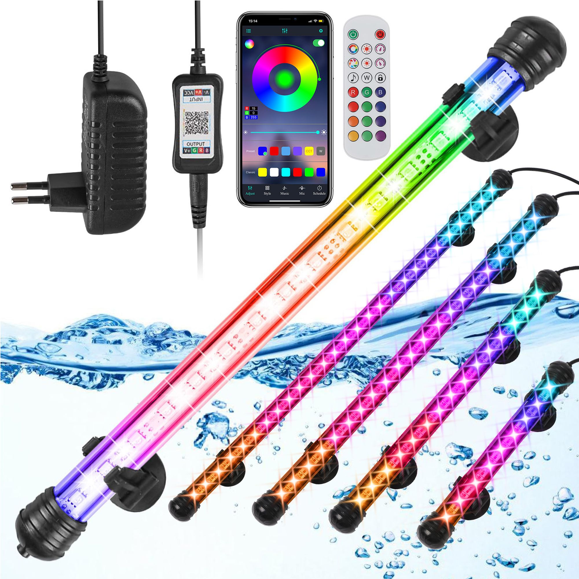 38cm Aquarium LED Lampe IP68 Wasserdicht 5W 21LEDs RGB Beleuchtung Aquarium Licht mit APP Fernbedienung Aquarienpflanzen Licht DIY Aquarienbeleuchtung