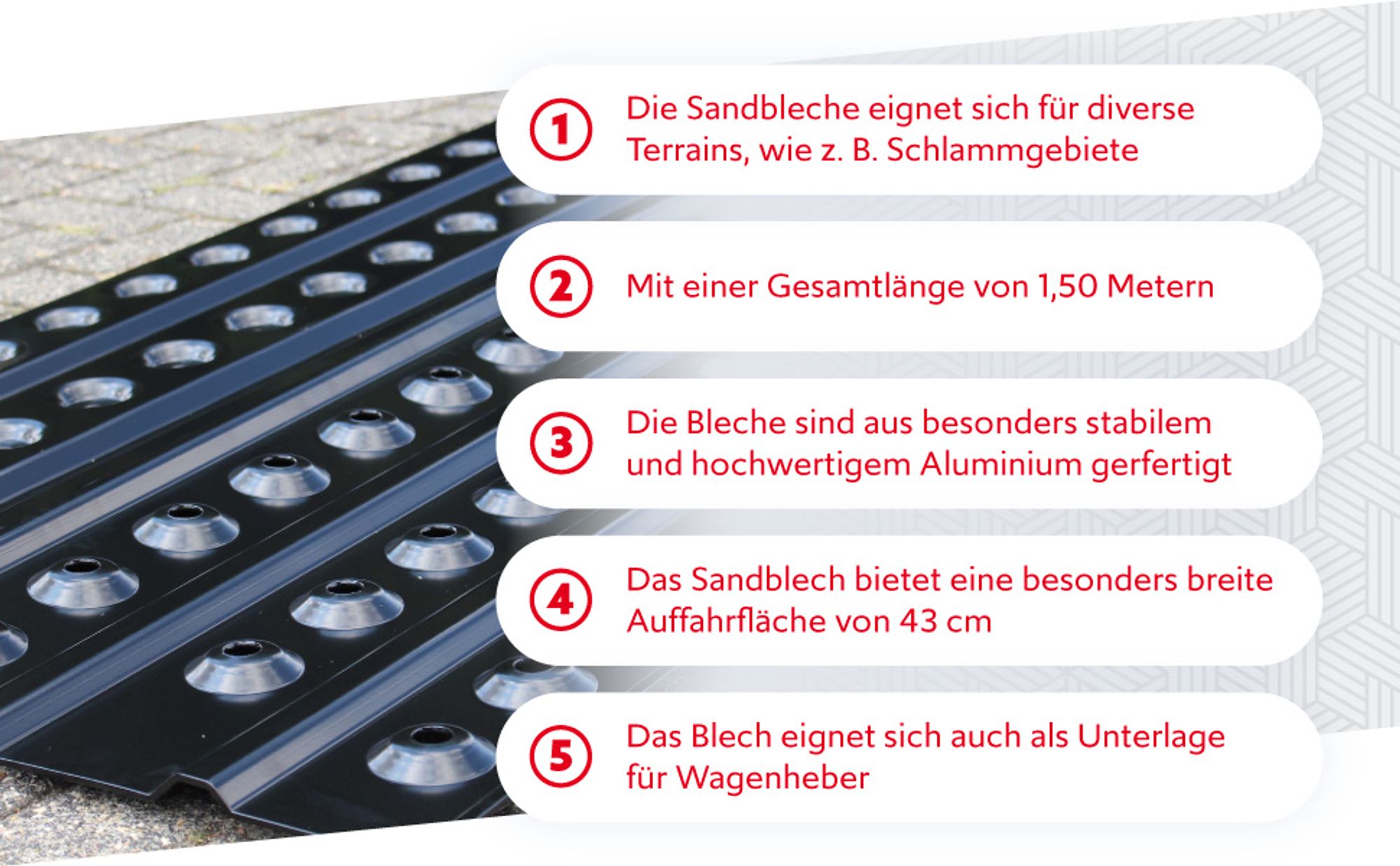 Wiltec Sandbleche 2 Stück 150 x 45 cm Sandboards aus Aluminium Anfahrhilfe für Autos, leichte Wohnmobile und Offroad Fahrzeuge Traktionshilfe