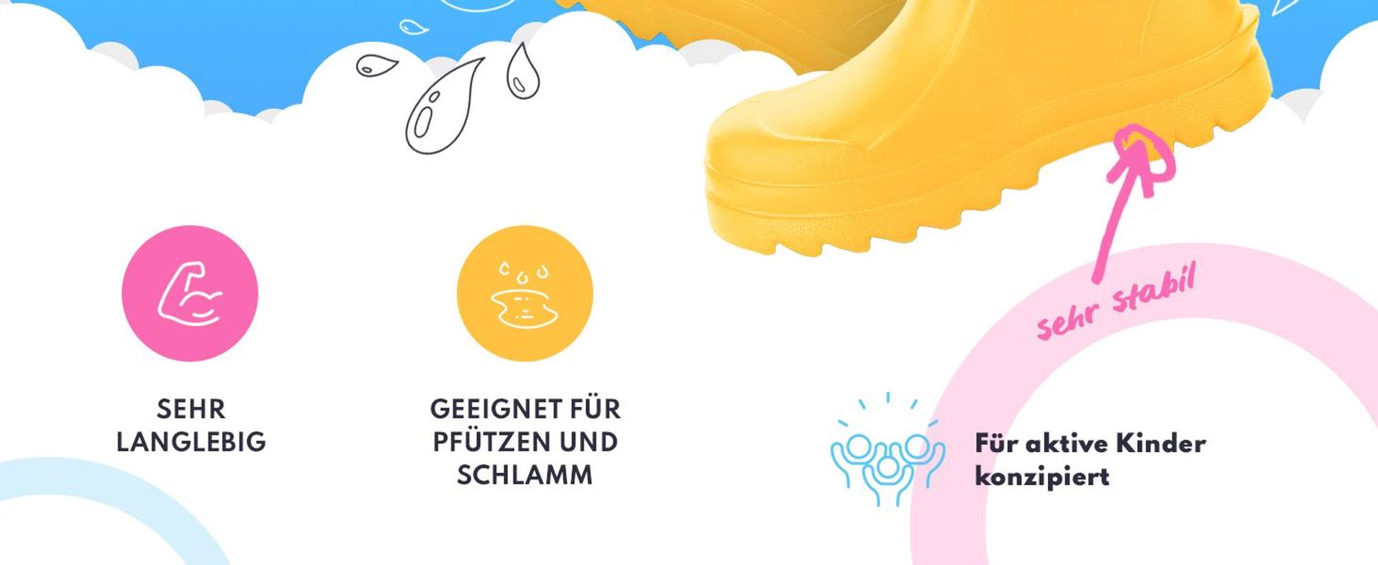 3Kamido GoSplash Kindergummistiefel, sehr leicht und bequem, wasserdicht, mit Griff zum einfachen Anziehen und rutschfester Sohle - Gelb 25/26