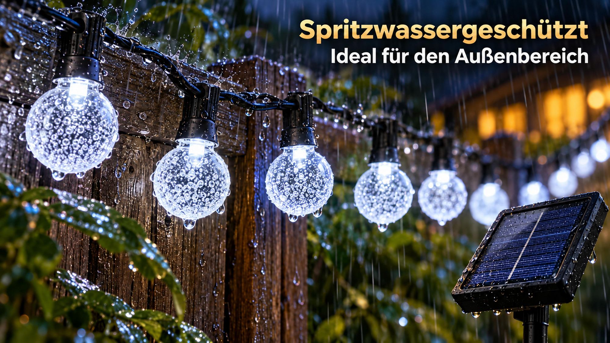 5M Lichterkette Außen Solar Glühbirnen LED Lichterketten, Innen Außen Weihnachten Beleuchtung Outdoor Garten Deko, Weiß