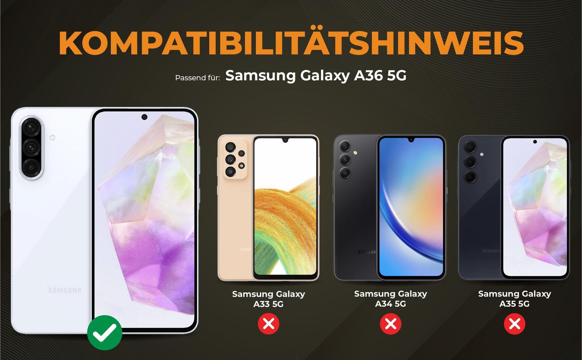 Kompatibilitätshinweise Hülle für Samsung Galaxy A36 5G