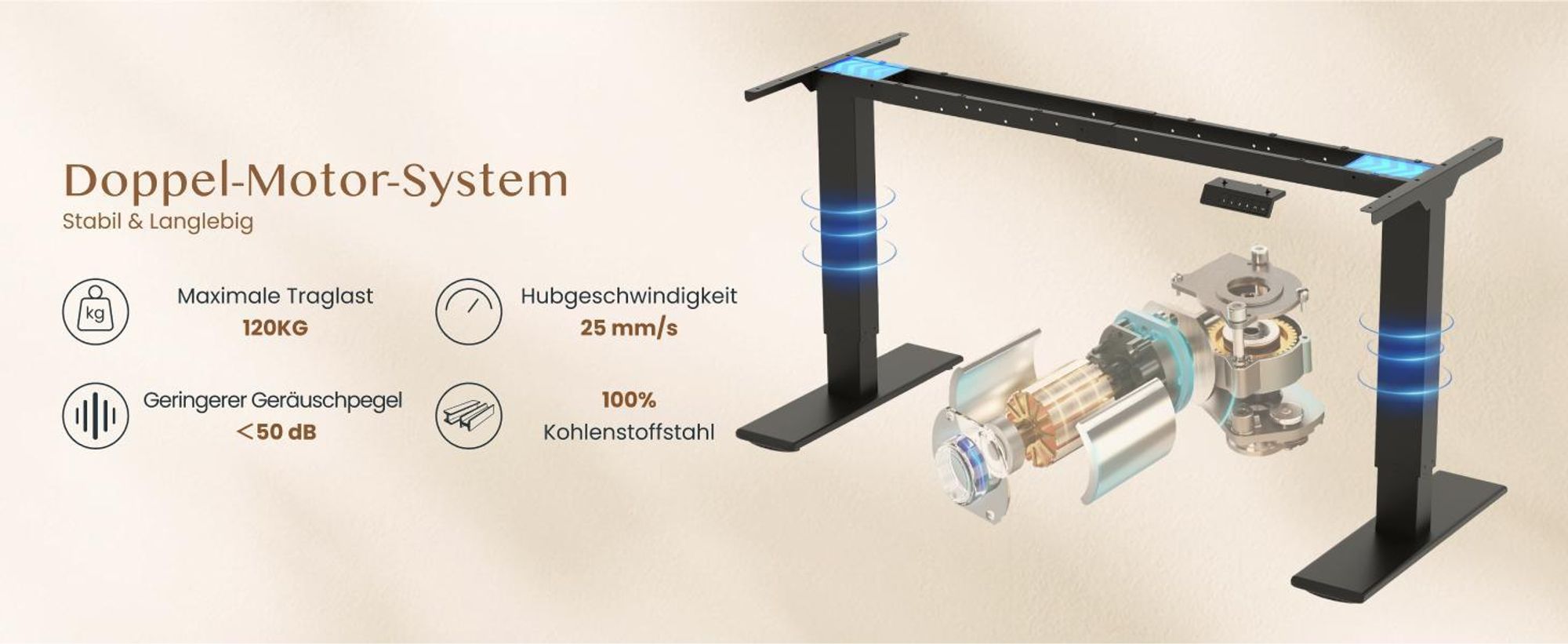 FLEXISPOT QB2 Höhenverstellbarer Schreibtisch Elektrisch 200x80cm mit Steckdosenleiste, 2 STARKE MOTOREN, 120 kg Tragkraft, 4 Memory-Funktion (Ahorn)