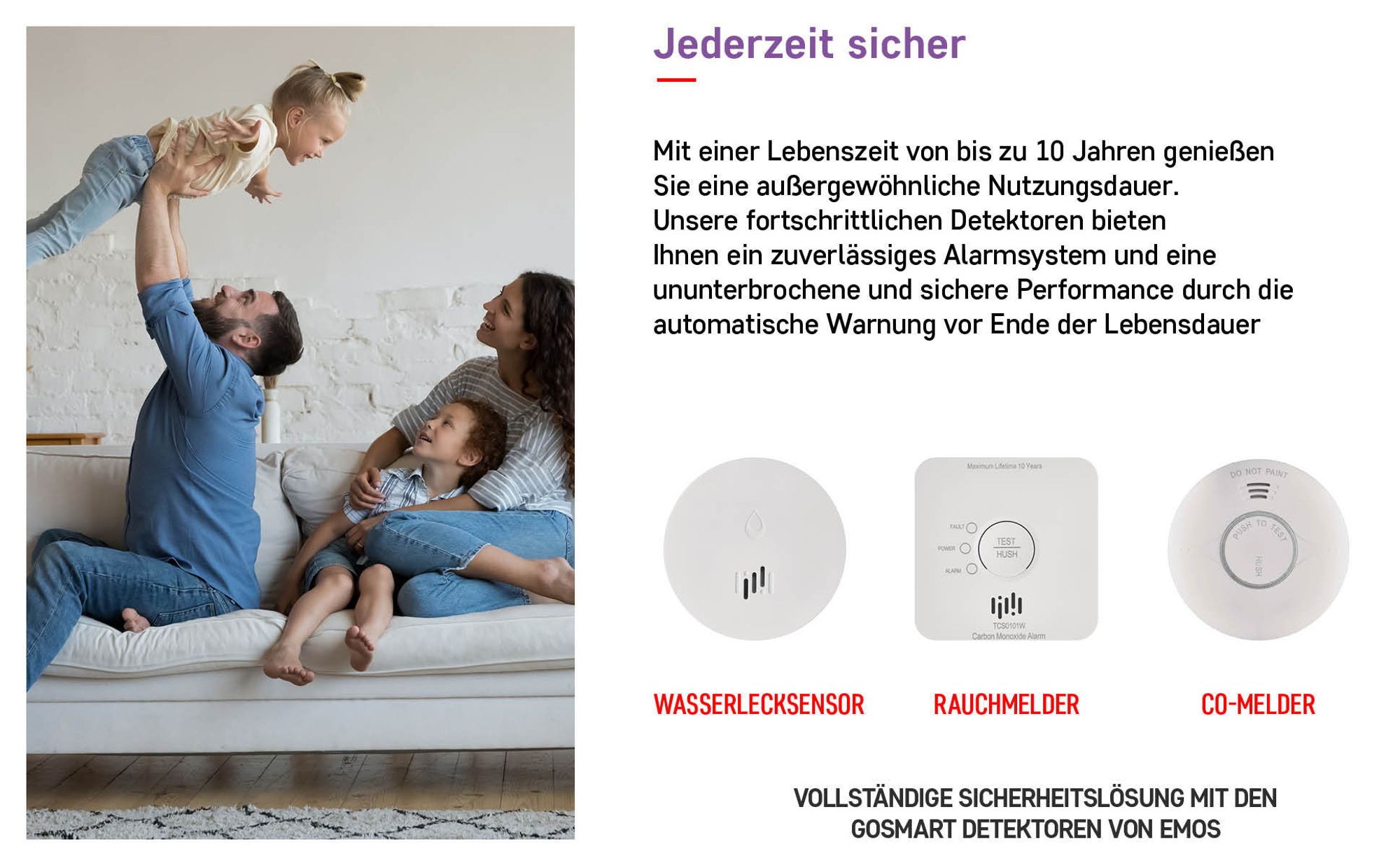 EMOS GoSmart Rauchmelder inkl. Batterie und App, zur Wandmontage, akustische Signalisation 85 dB, optische Warnmeldung, 10 Jahre Lebensdauer, P56500S