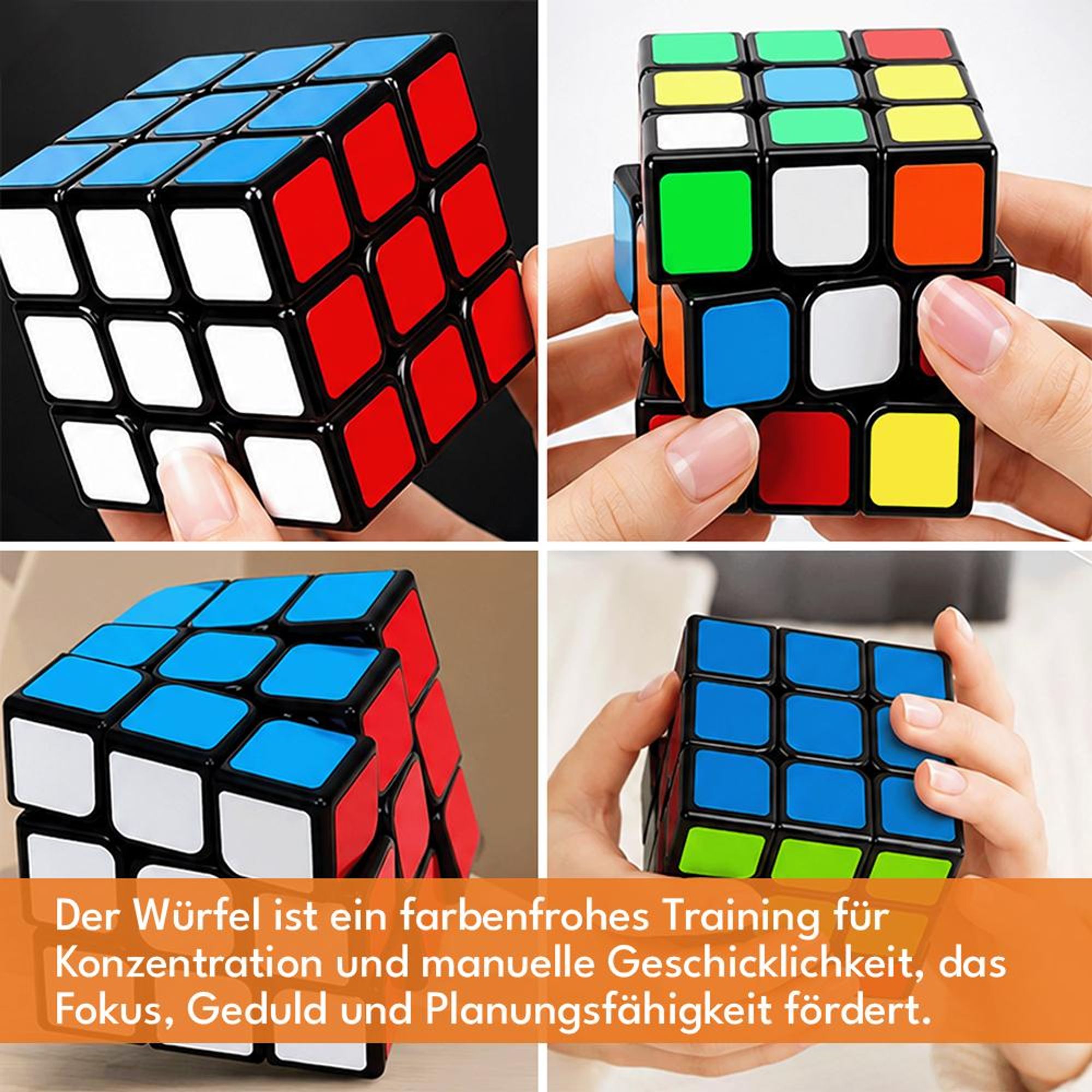 KRUMAD Speed Zauberwürfel 3x3, Magic Cube Puzzle Würfel, Denkspiel für Kinder Erwachsene, Rubik Game für Schule & Reise