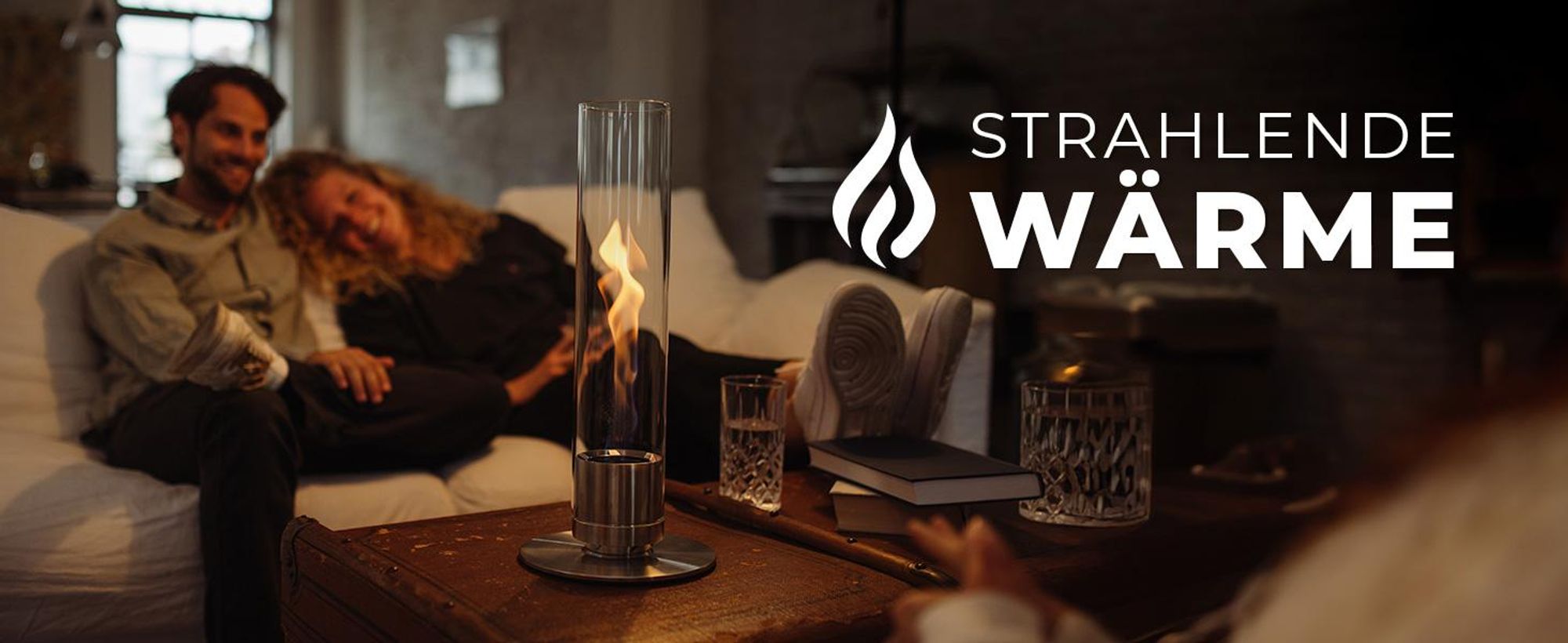Flammtal [Das Original] Bioethanol Tischfeuer Helix 46 cm – XL Tischkamin mit Flammenwirbel – Patentiertes Design – Tischfeuer für Indoor & Outdoor