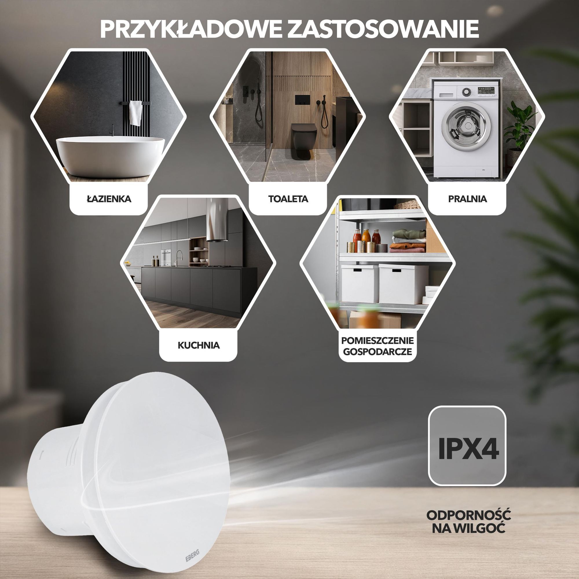 EBERG AXO 100 Wentylator Łazienkowy 100 mm Klapa Zwrotna Łożyska Kulkowe Biały