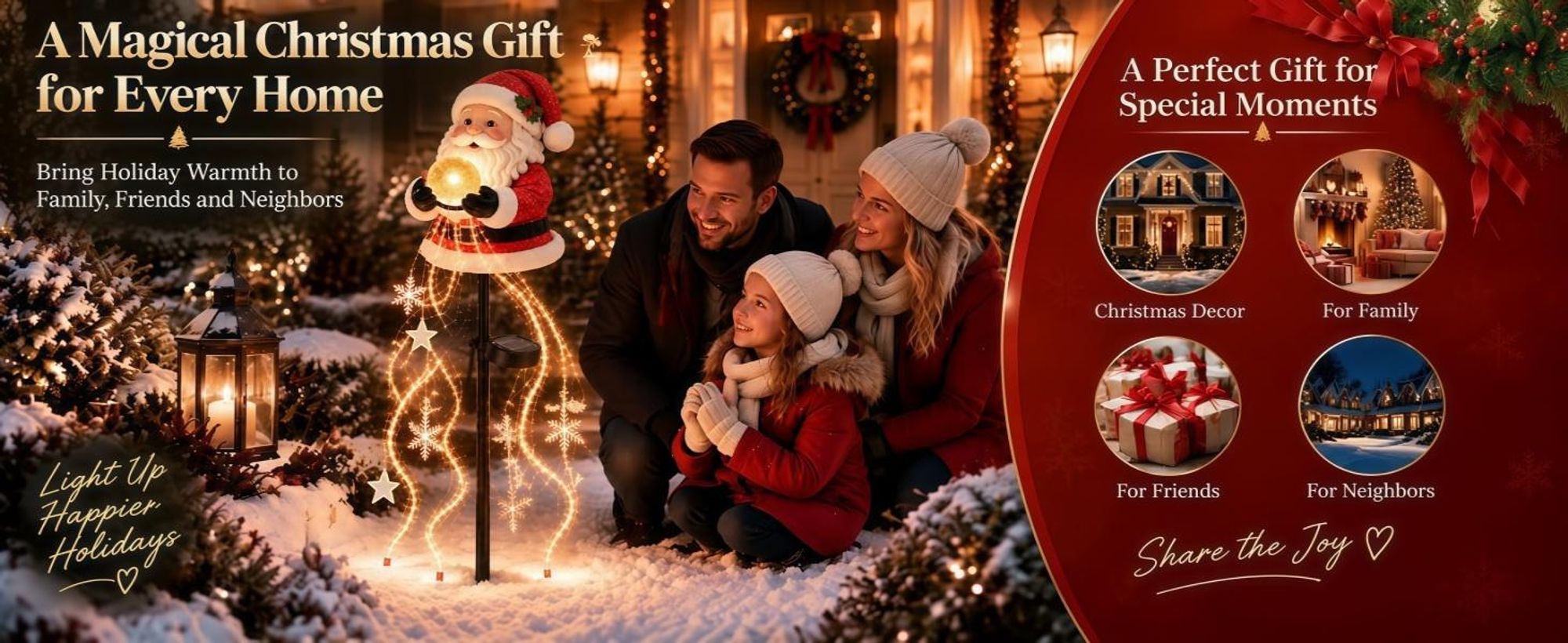 2er-Set Weihnachts-Solar-Gartenstecker, Weihnachtsmann & Schneemann, Leuchtkugel, Lichtstränge, Sterne & Schneeflocken, Nacht-Automatik, wetterfest