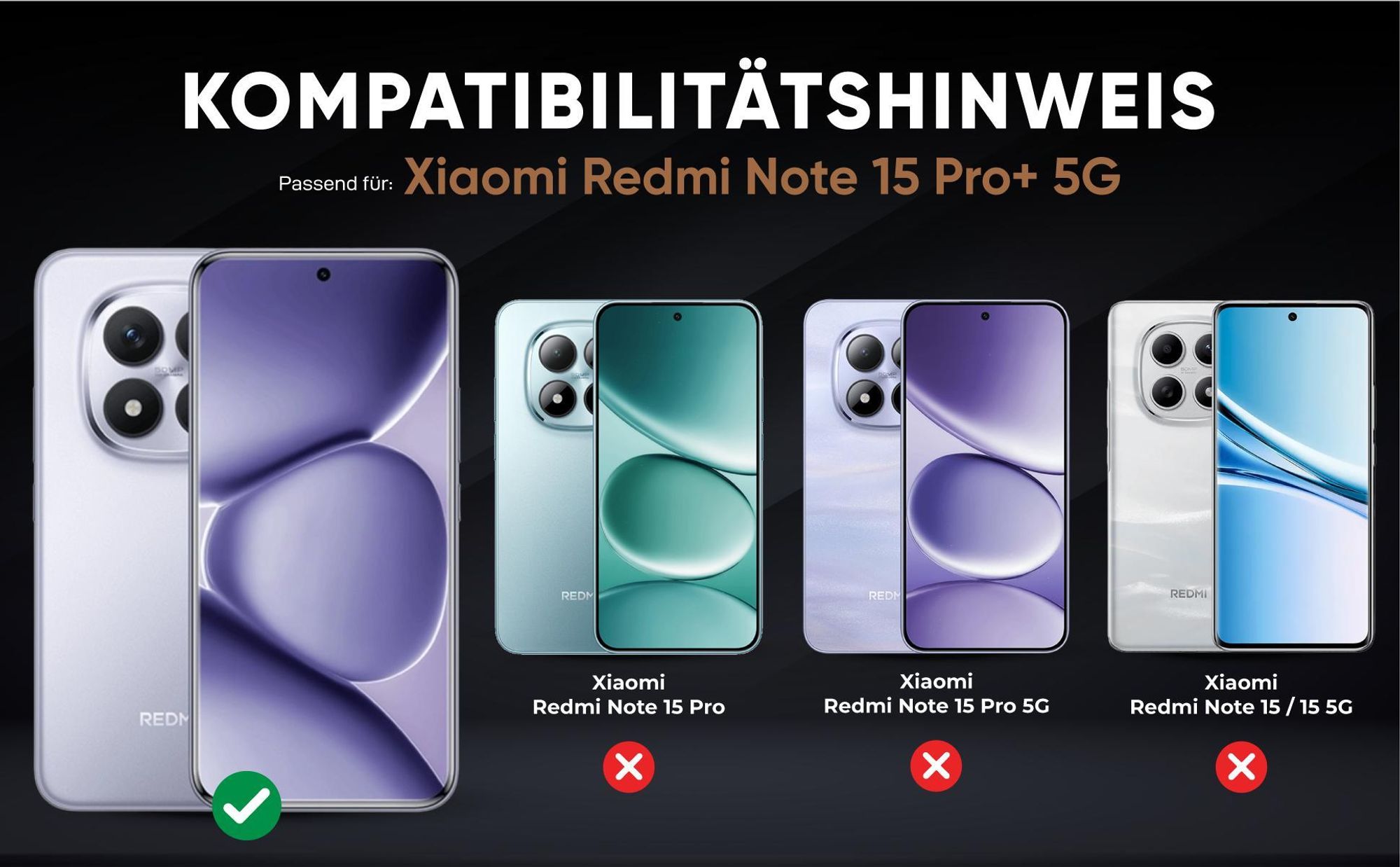 Kompatibilitätshinweise Hülle für Xiaomi Redmi Note 15 Pro+ 5G