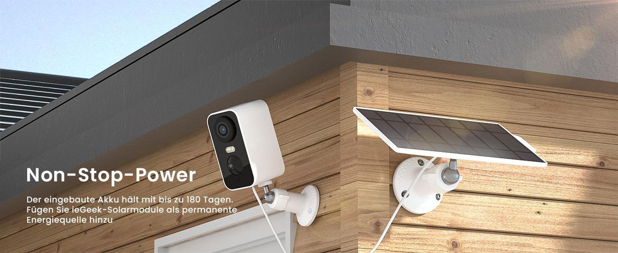 Überwachungskamera Aussen Solar Akku 2,4 GHz WLAN Aussenkamera Outdoor mit PIR-Bewegungserkennung 64GB