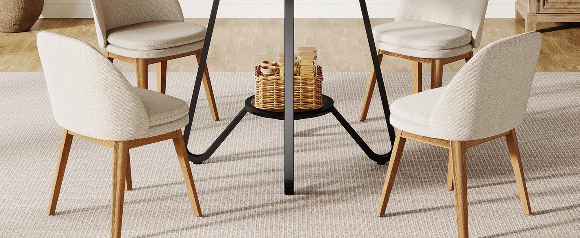 Tribesigns 80 cm runder Esstisch, mit Doppelablagen, kleiner Küchentisch für 2, Esstisch mit Metallfuß im Industrie-Stil, Esszimmer, Kaffee-Esstisch