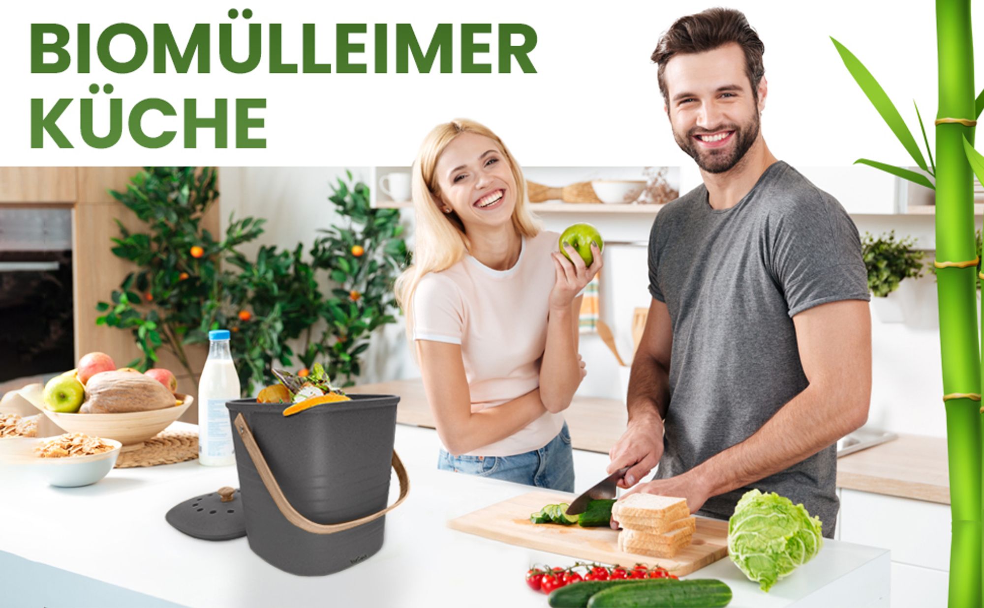 YourCasa® Komposteimer - Biomülleimer Küchefür Biomüll - nachhaltiger  Mülleimer 4L Anthrazit