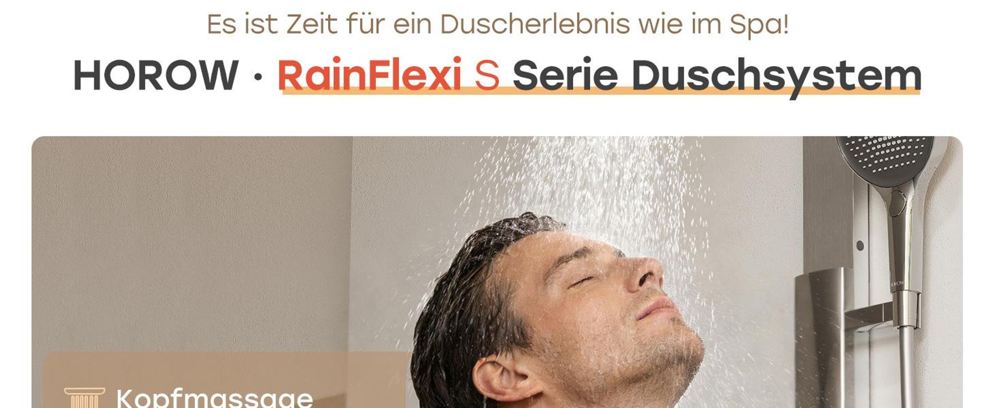 HOROW Regendusche Set Chrom, Duschset Duschsystem mit 4 Massage-Modi, Klappbares Duschset, Höhenverstellbar, ohne Armatur, passt auch für Badewannen