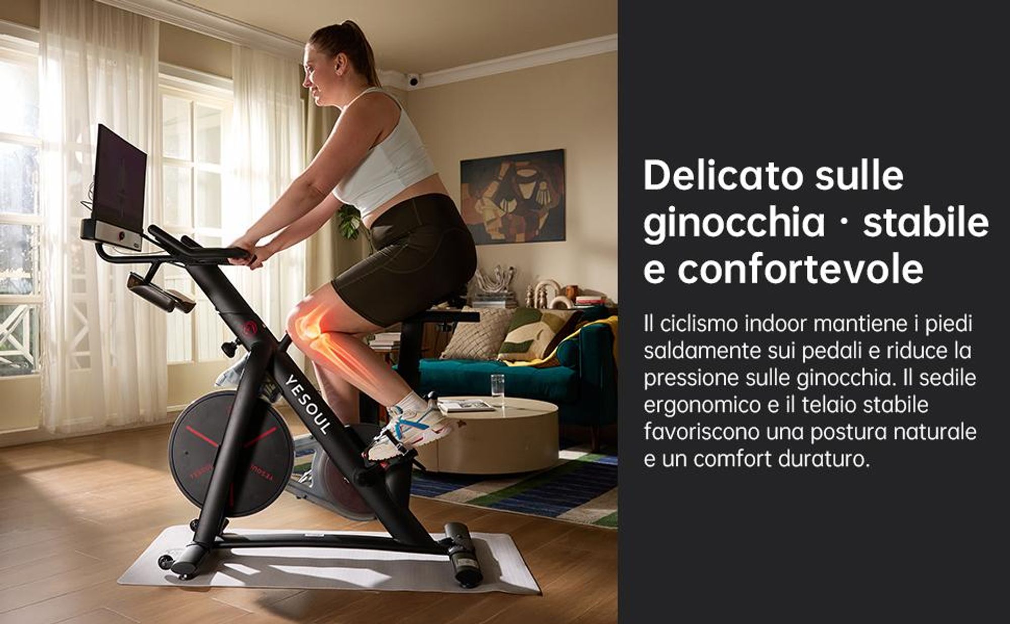 YESOUL G1M Plus – cyclette smart da casa, resistenza magnetica silenziosa, seduta comoda, bici fitness con schermo 21,5" FHD