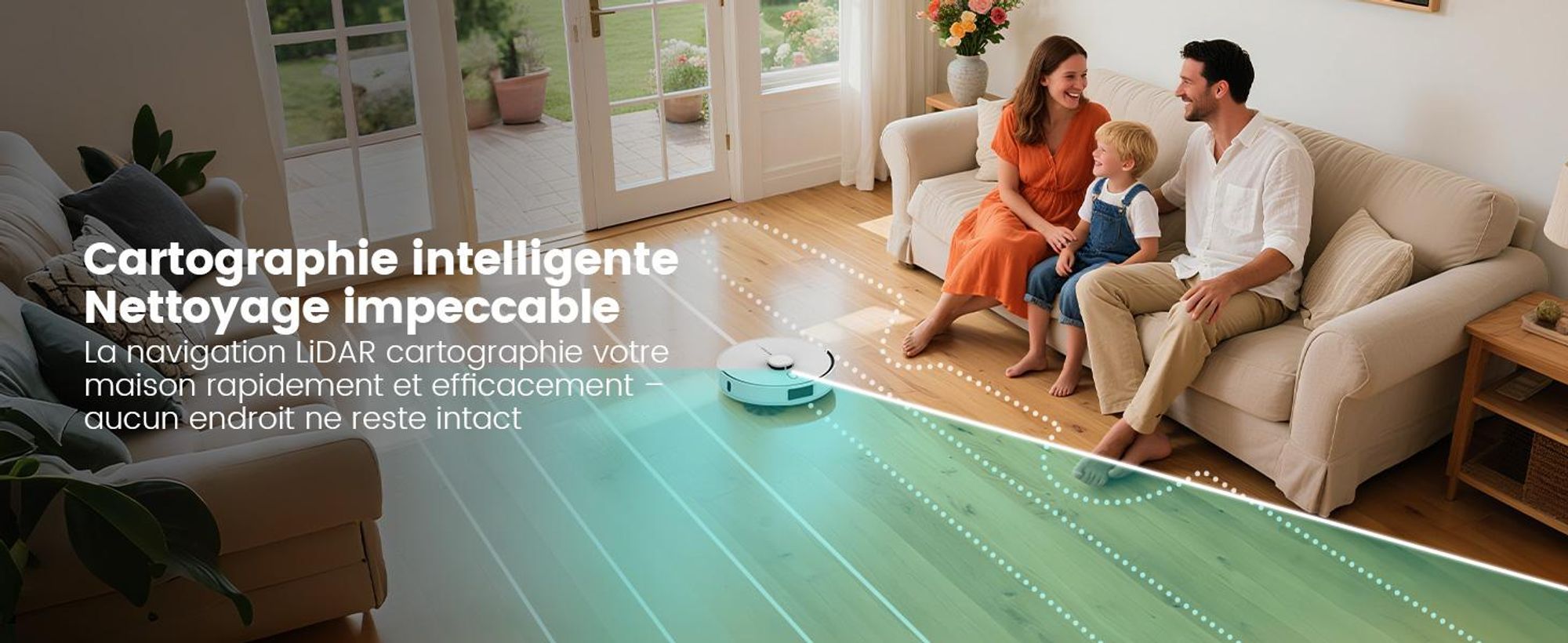 Robot aspirateur AIRROBO L60+ avec fonction de lavage, vidage automatique du bac à poussière, navigation LiDAR, 12 000 Pa, adapté aux tapis et aux poils d'animaux