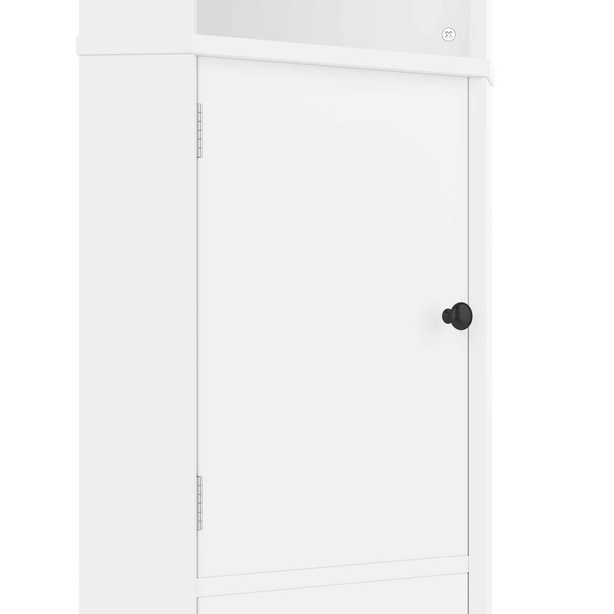 Merax Badezimmerschrank, Dreieckig Badschrank, mit offenen Fächern, Türen, Verstellbar Reagl, Hochschrank Badezimmermöbel, 52x32x155 cm, Weiß