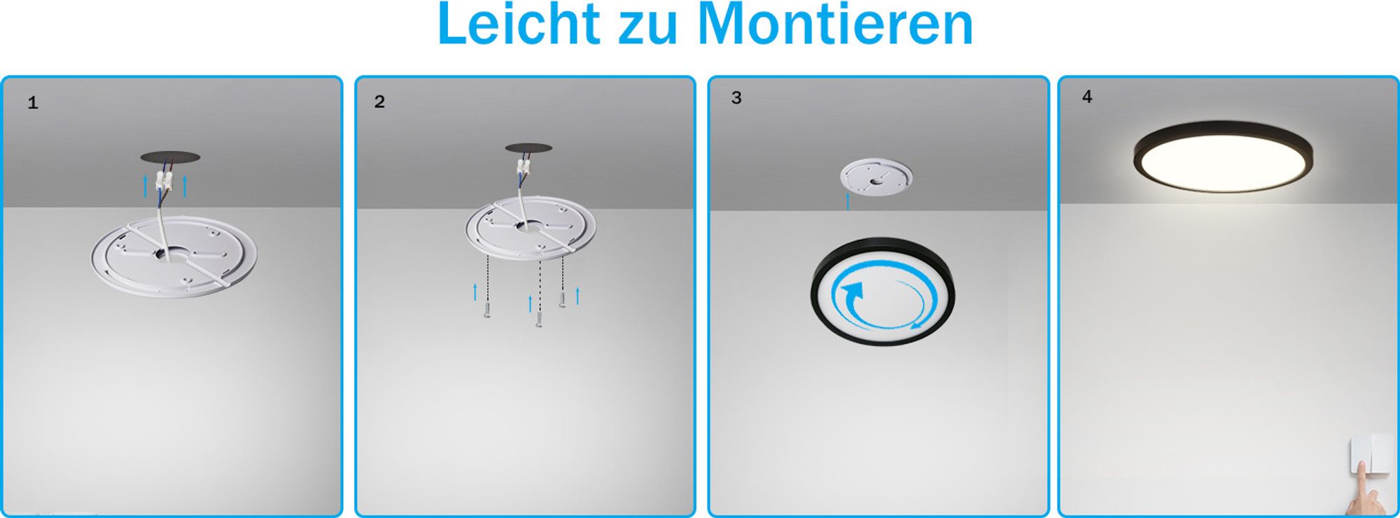 ZMH LED Deckenleuchte Schwarz Flach Deckenlampe 23cm Kaltweiß 18W Deckenbeleuchtung für Schlafzimmer Küche Flur