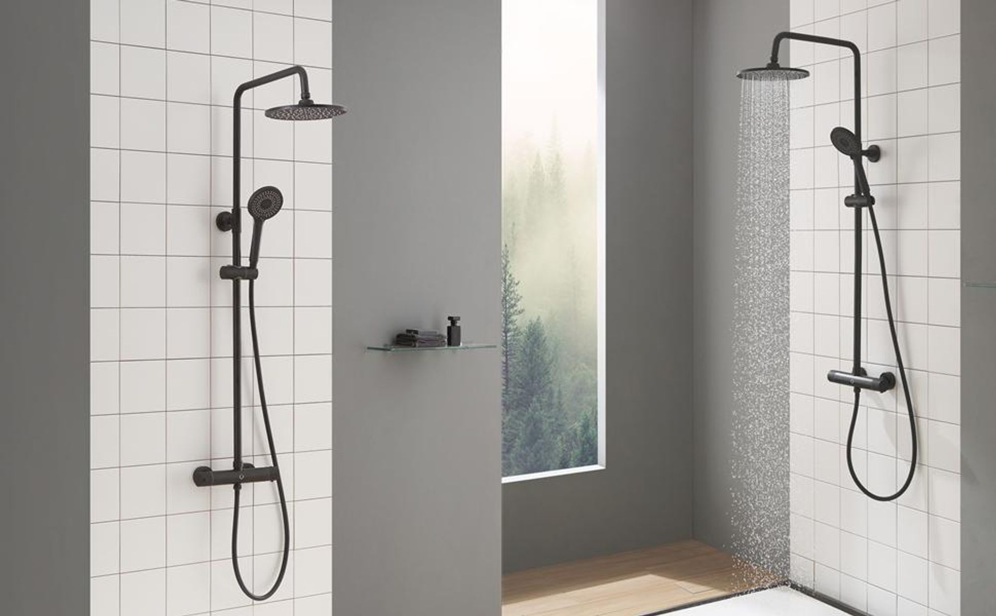 CECIPA Duschsystem mit Thermostat Duscharmatur Regendusche Bad Duschset Duschsäule 4 Modi-Handbrause
