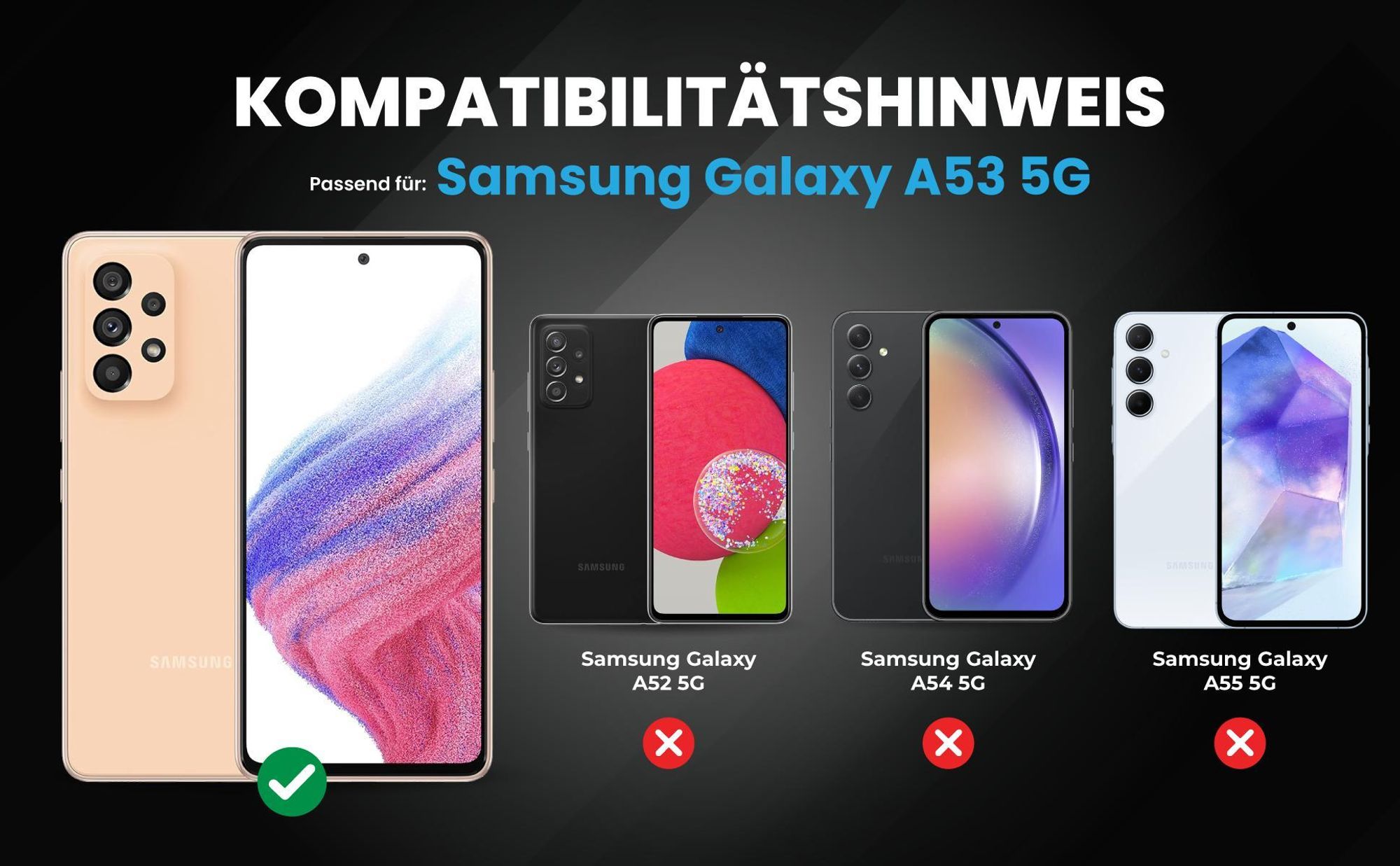 Kompatibilitätshinweise Hülle für Samsung Galaxy A53 5G