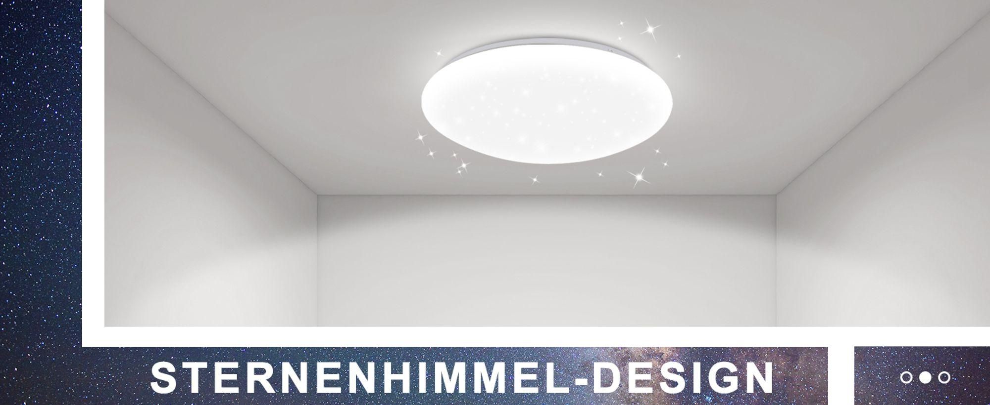 ZMH LED Deckenleuchte Schlafzimmer Deckenlampe 30cm Sternenhimmel Kaltweiß 18W Deckenbeleuchtung IP44  Rund für  Küche Kinder