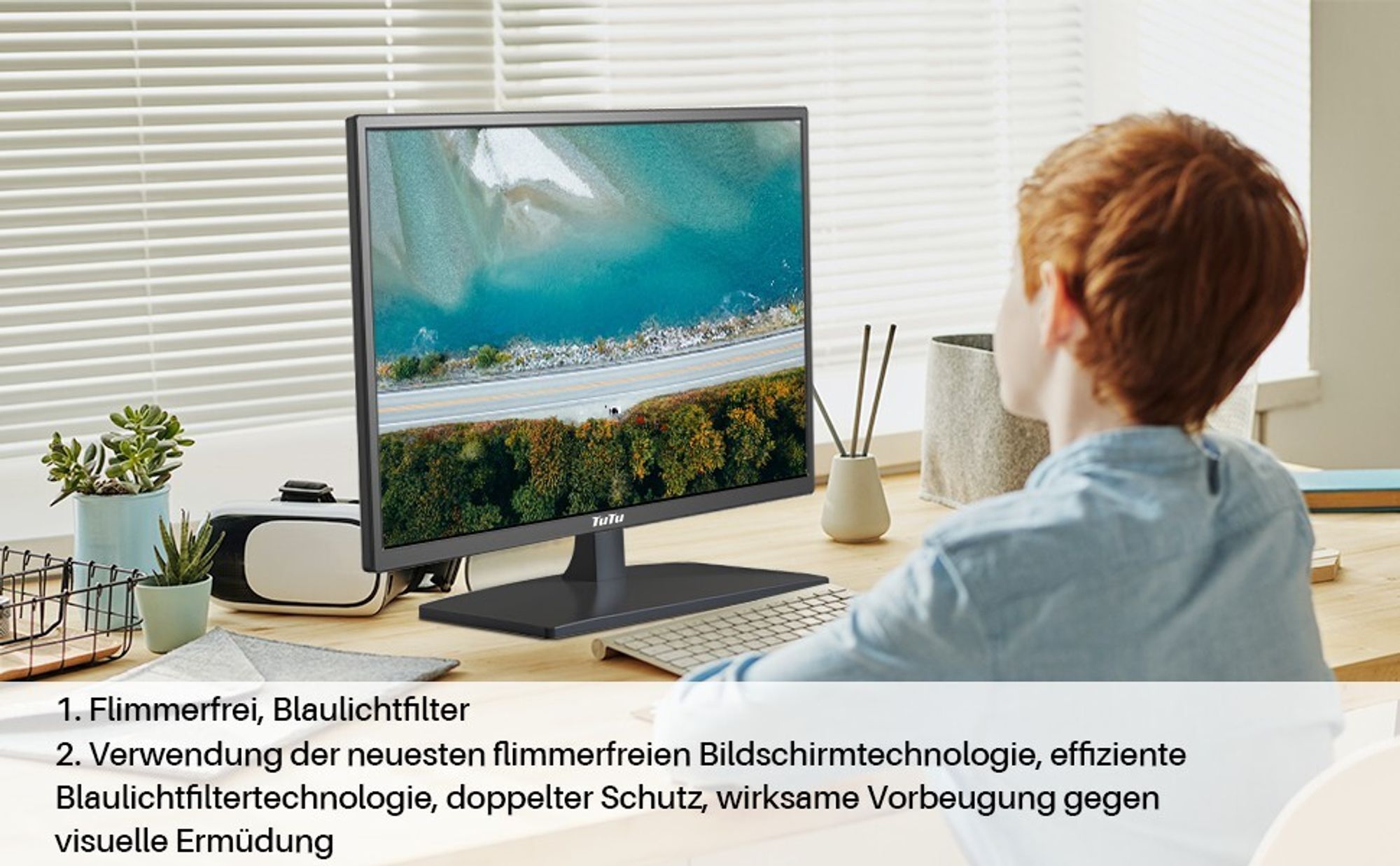 TuTu F2145M 22-Zoll Full HD 75Hz LED Monitor HDMI,VGA,Audio Out Inklusive HDMI Kabel