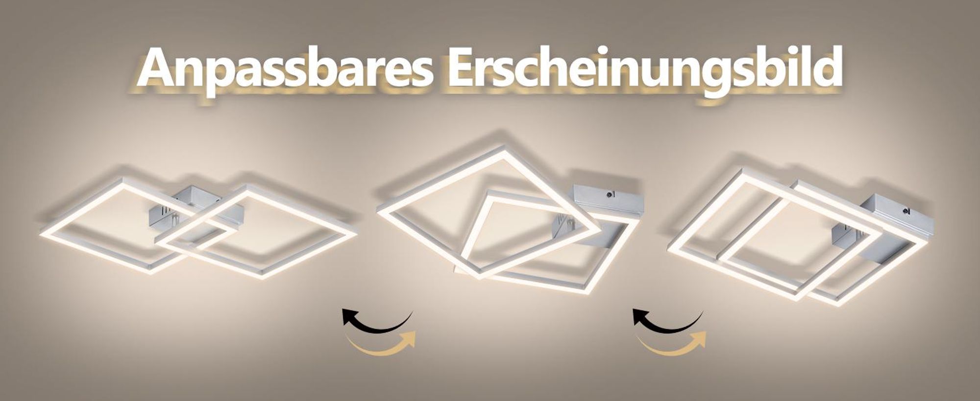 ZMH Deckenleuchten LED Deckenlampe Schlafzimmer 24W Silber Schlafzimmerlampe 4000K Neutralweiß Flurlampe Wohnzimmerlampe Eckig Deckenleuchte für Küche