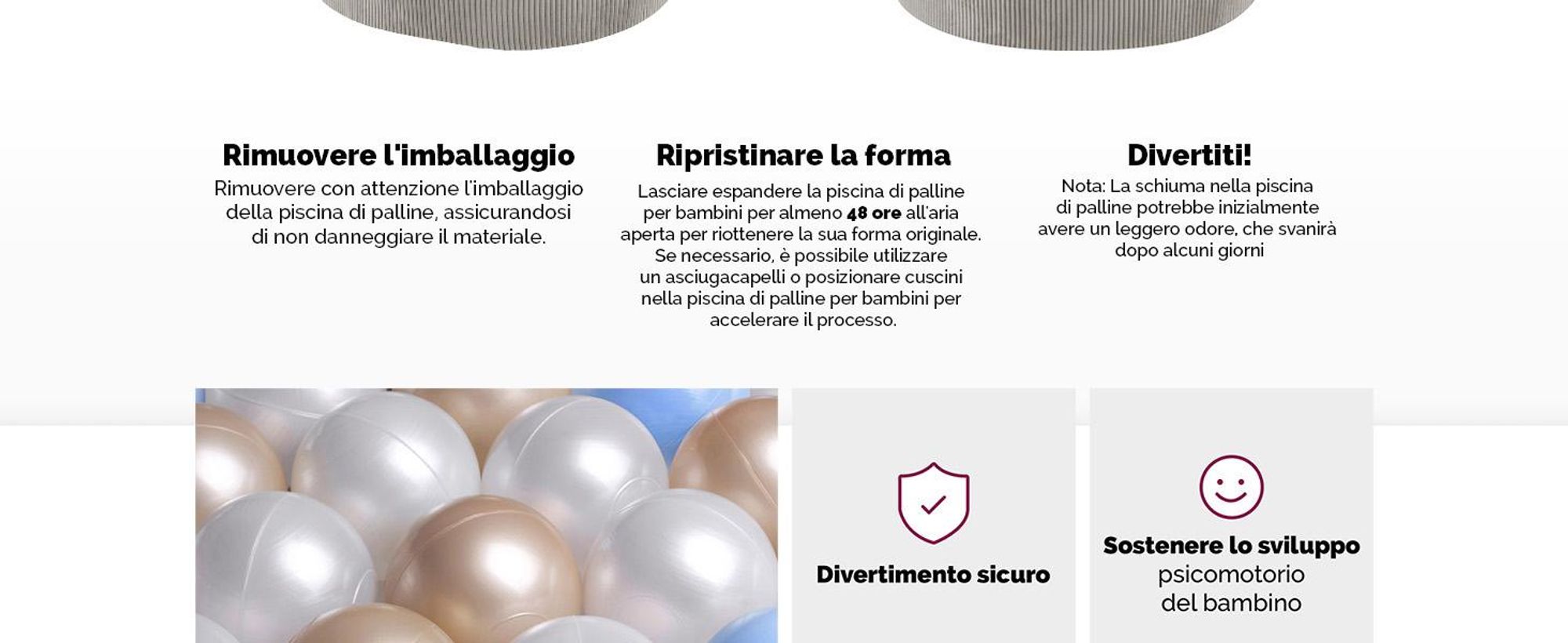 MISIOO bagno di palline con imbottitura in schiuma - 90x30cm - 200 palline per bagno di palline - Palline da bagno di alta qualità per bambini - Giocattolo morbido e sicuro