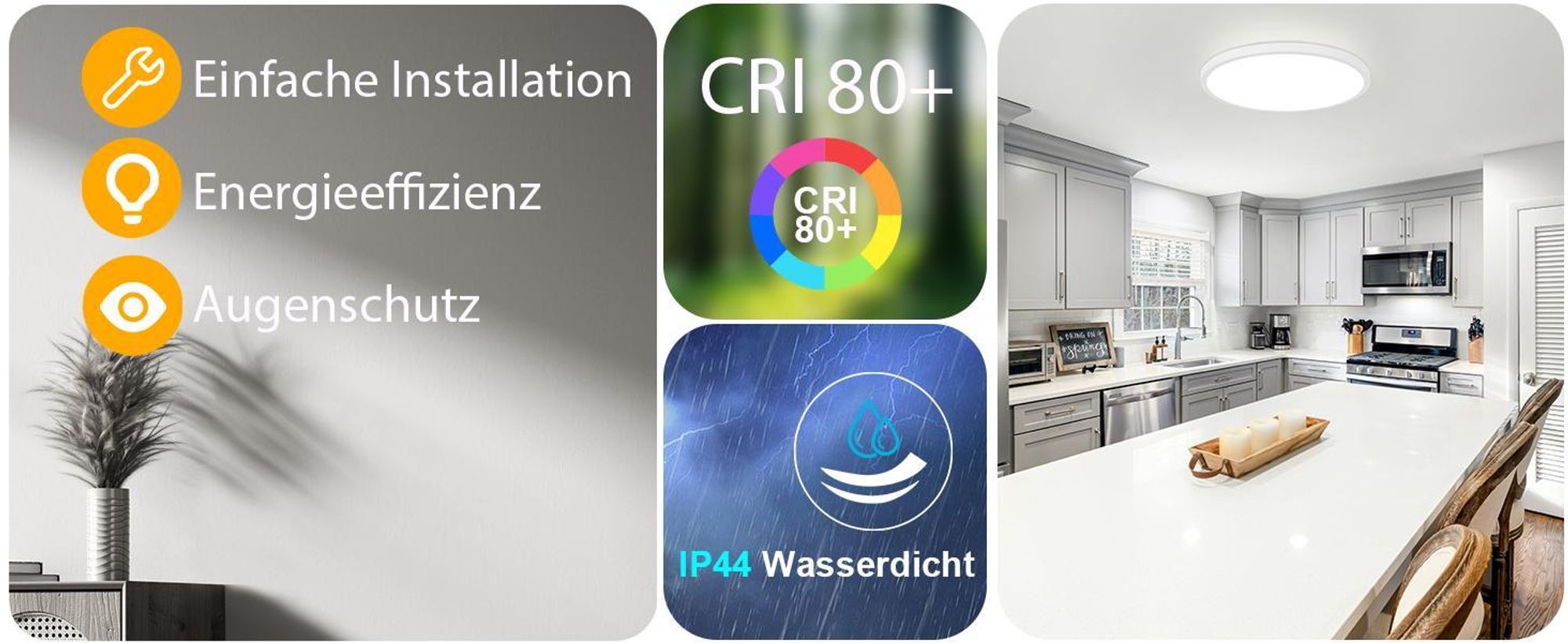 ZMH Deckenlampe LED Deckenleuchte 24W Flach Ø30cm Rund Schlafzimmerlampe Weiß Deckenbeleuchtung Flurlampe 3000K für Bad Küche Flur Schlafzimmer