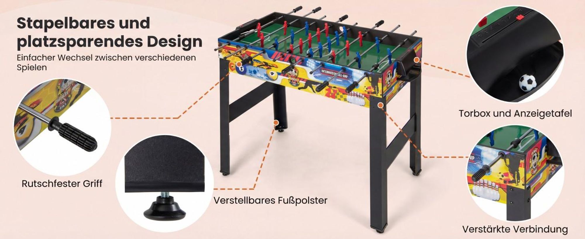 COSTWAY 12 in 1 Spieltisch, Tischspiel mit Tischfußball, Airhockey, Billard, Tischtennis, Schach, Bowling & Shuffleboard, Kombi-Tisch Aktivitätstisch